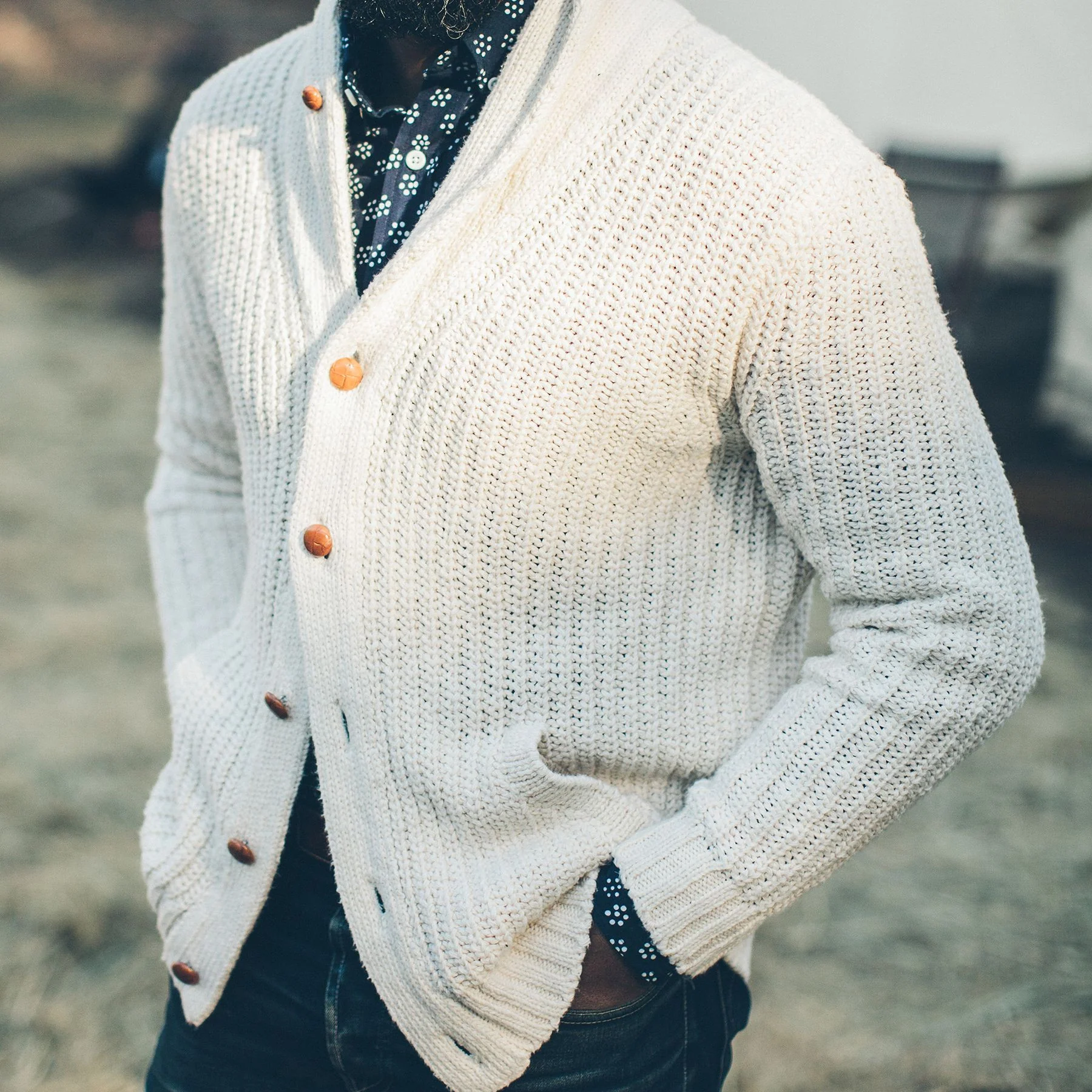 The Shawl Cardigan in Natural Cotton - Image 2