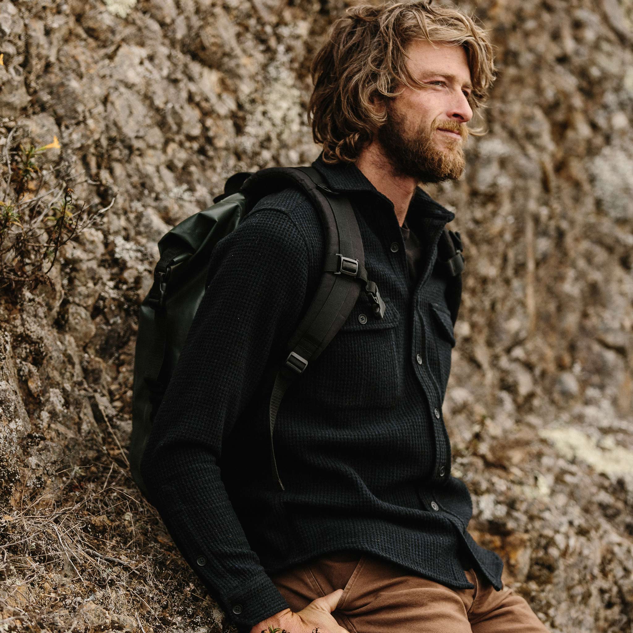 The Summit Shirt in Heather Navy Waffle - Image 2