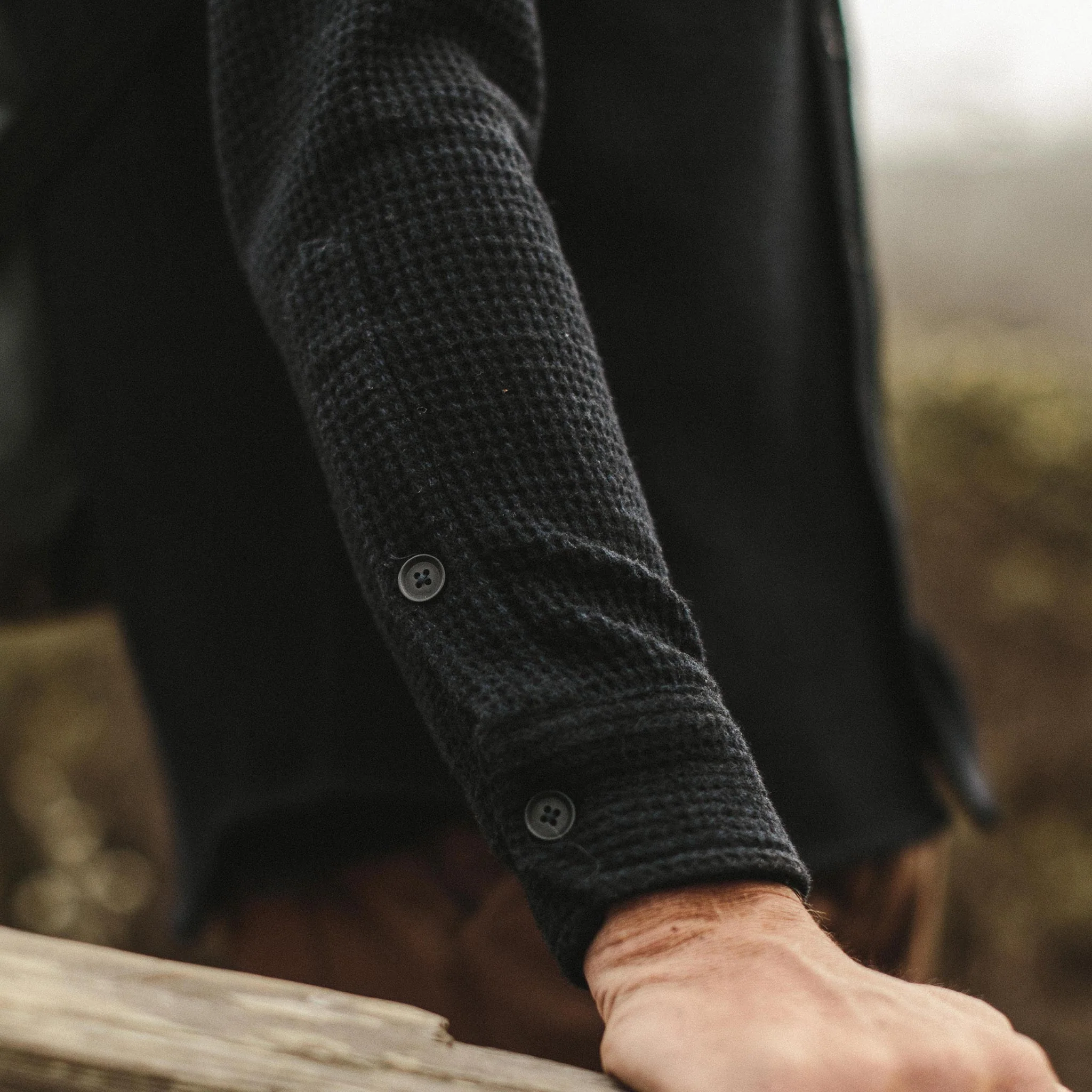 The Summit Shirt in Heather Navy Waffle - Image 3