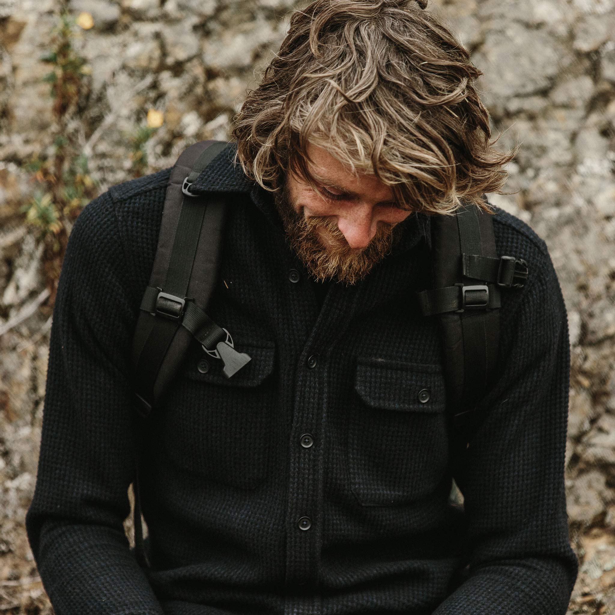 The Summit Shirt in Heather Navy Waffle - Image 5
