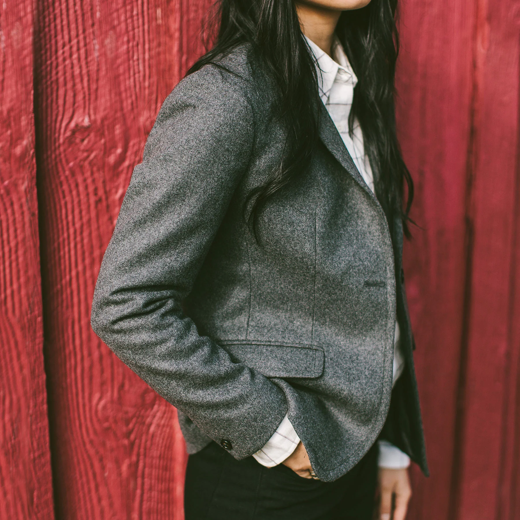 The Telegraph Blazer in Charcoal Wool - Image 3