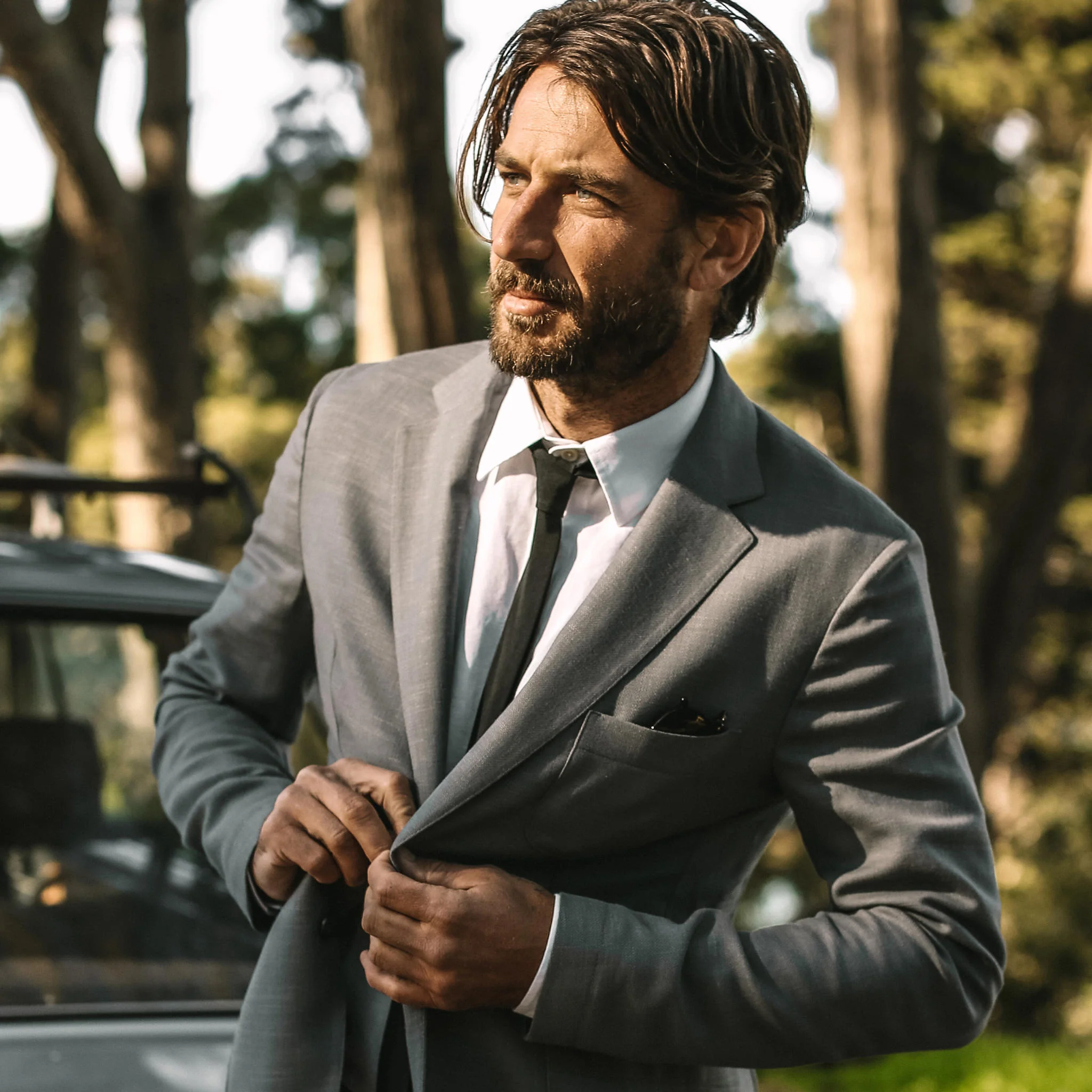 The Telegraph Jacket in Charcoal Slub - Image 2