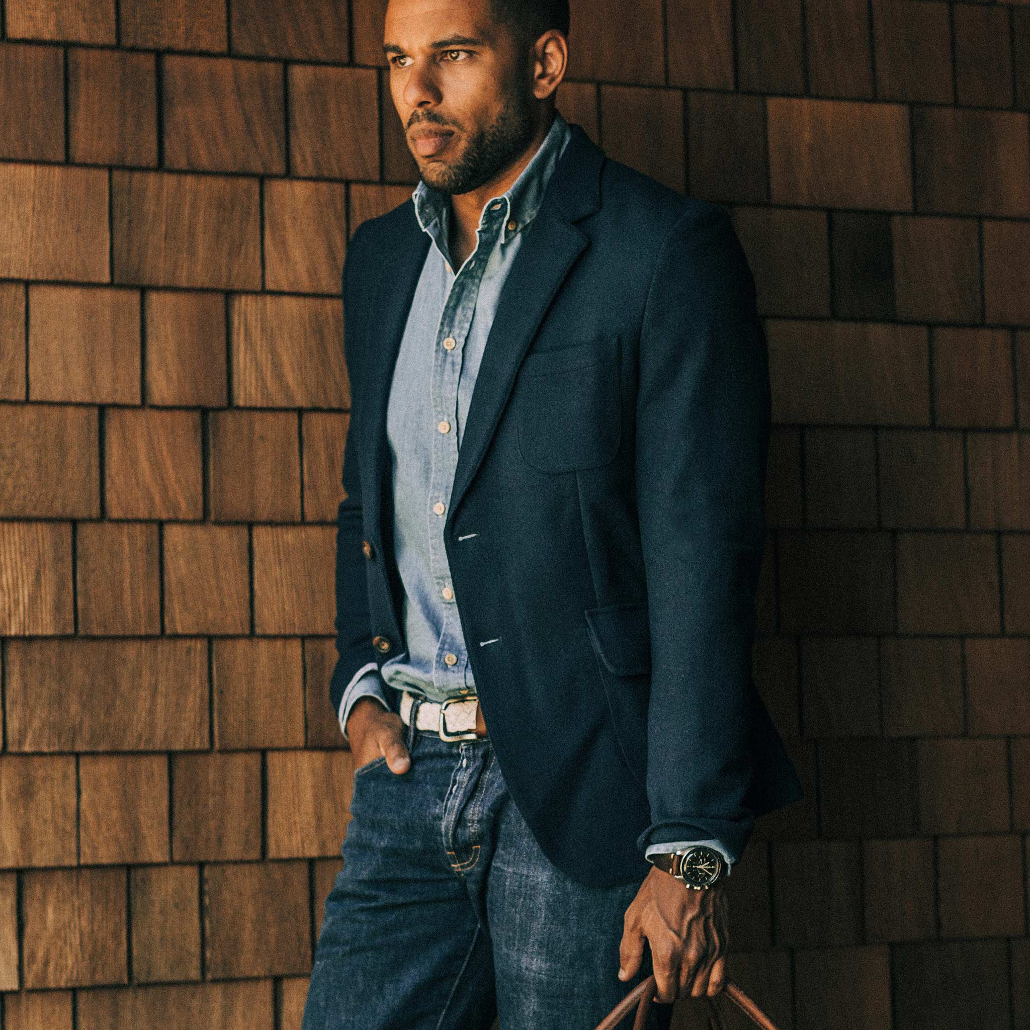 The Telegraph Jacket in Navy Boiled Wool - Image 2