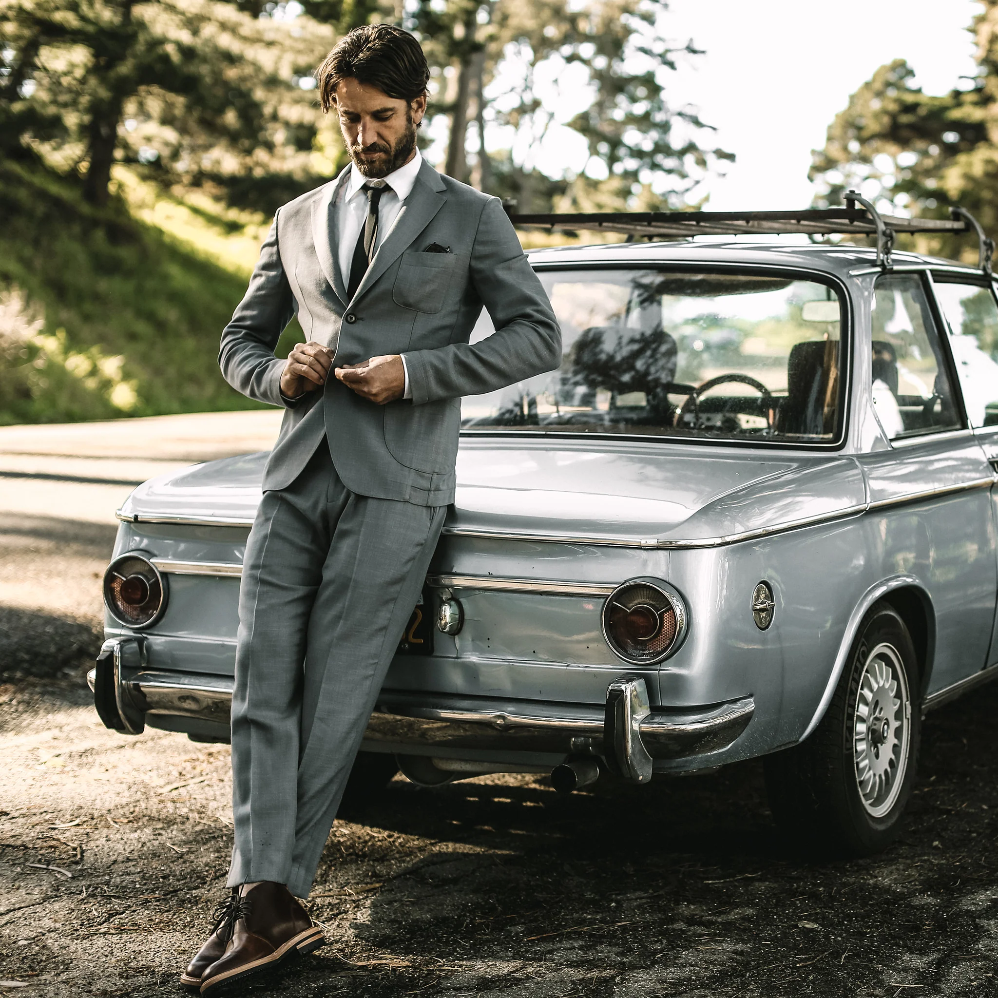 The Telegraph Trouser in Charcoal Slub - Image 2