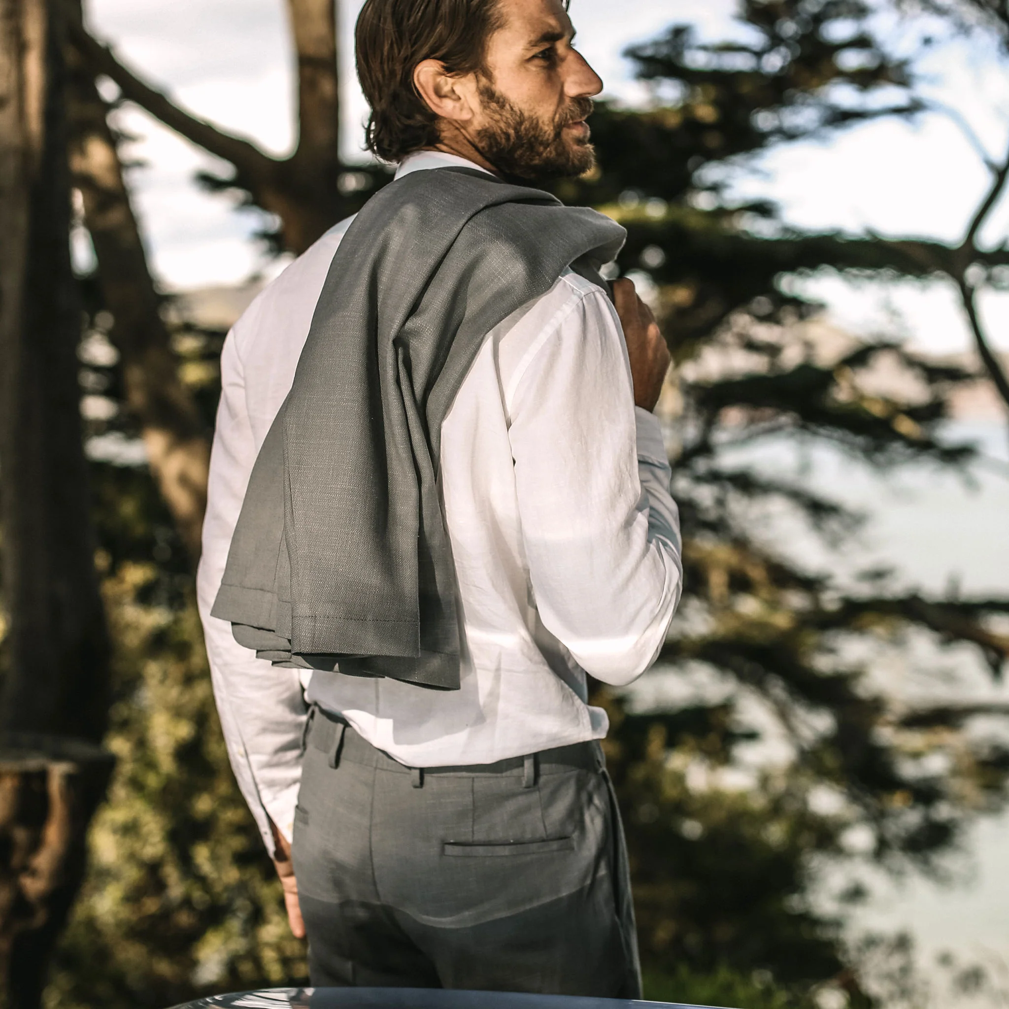 The Telegraph Trouser in Charcoal Slub - Image 6