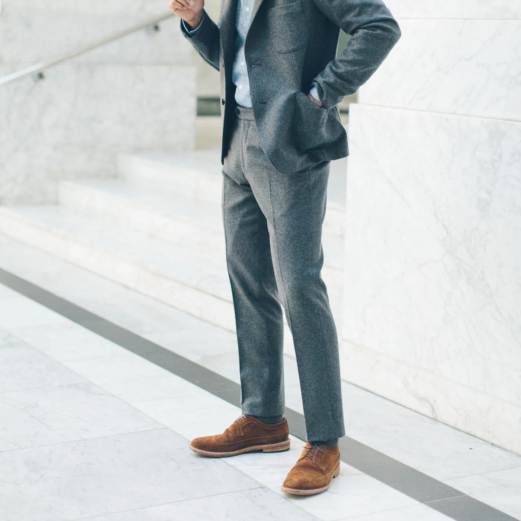 The Telegraph Trouser in Grey Wool - Image 4