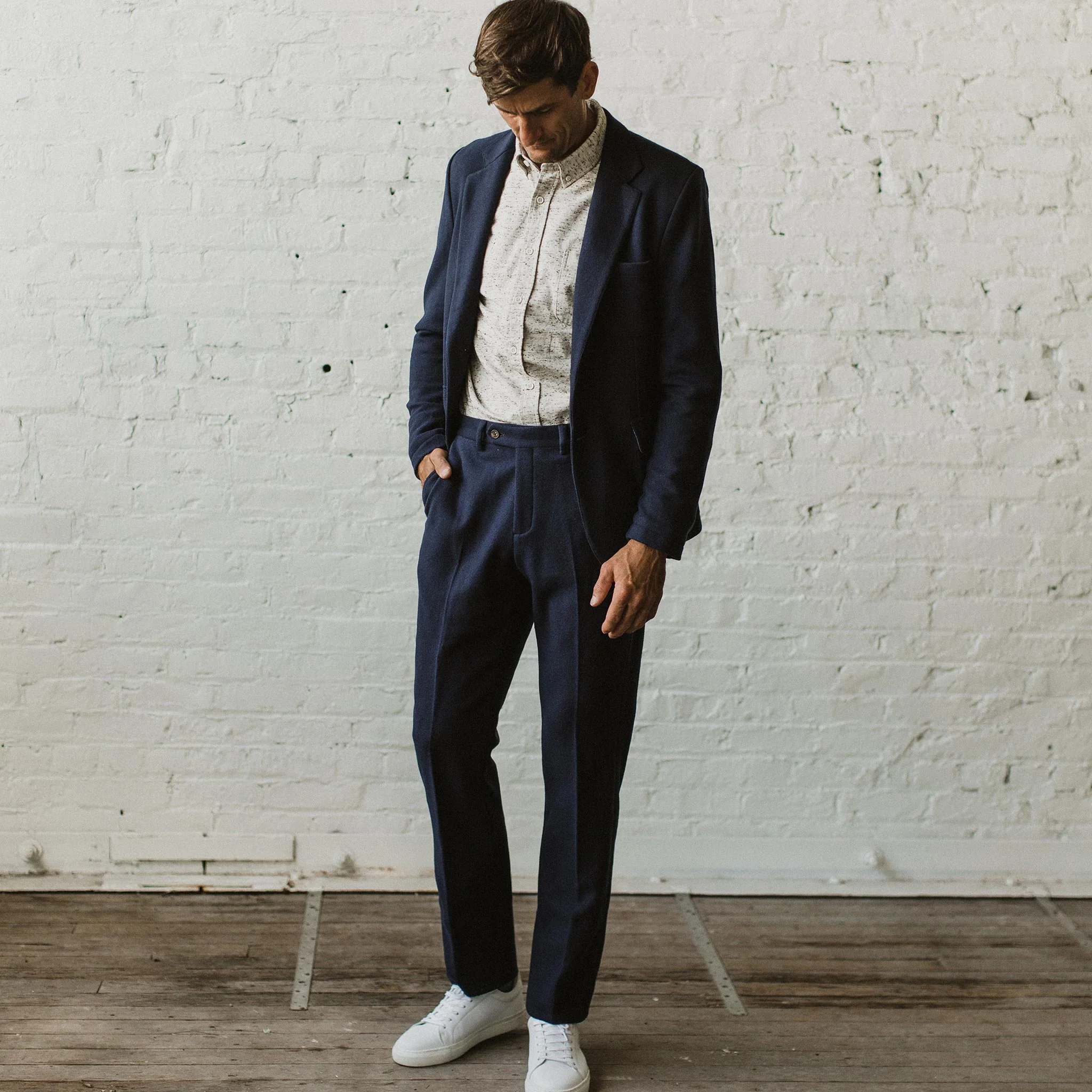 The Telegraph Trouser in Navy Boiled Wool - Image 3
