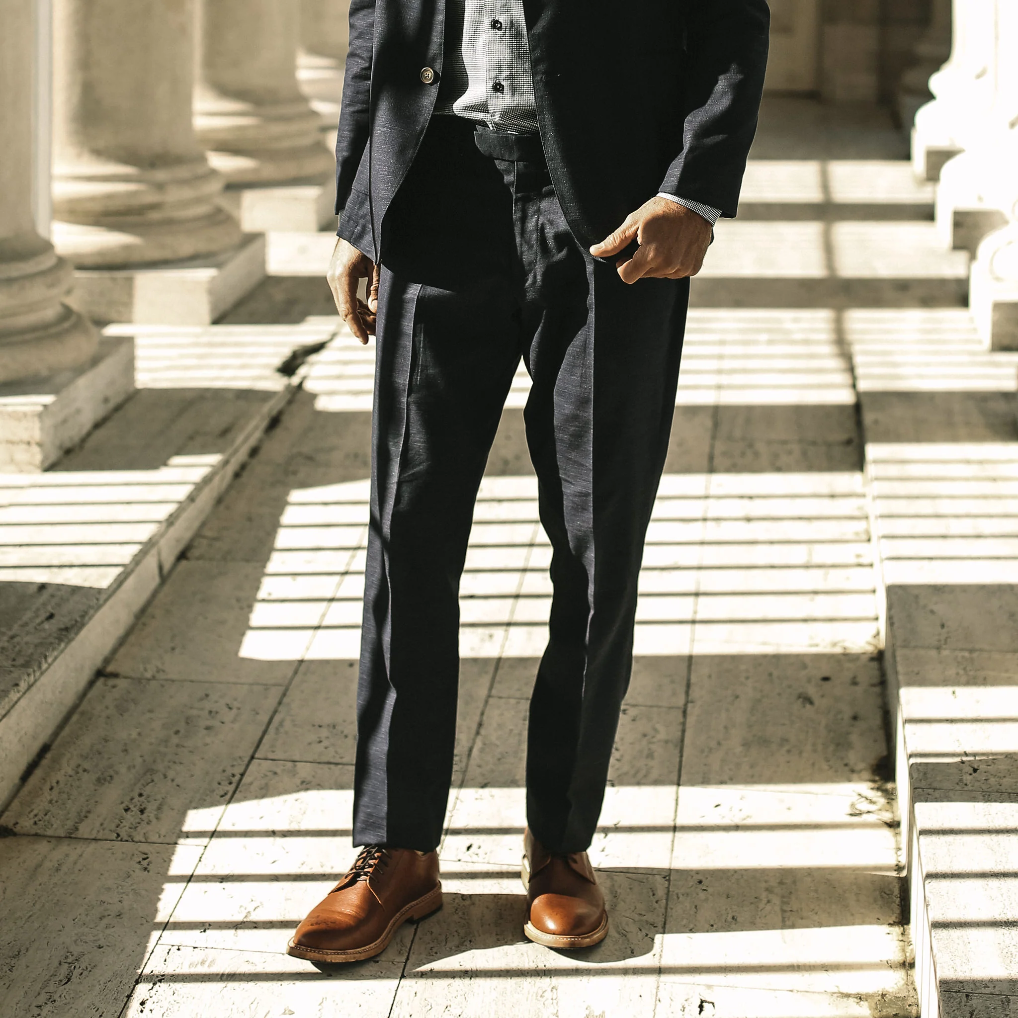 The Telegraph Trouser in Navy Slub - Image 3