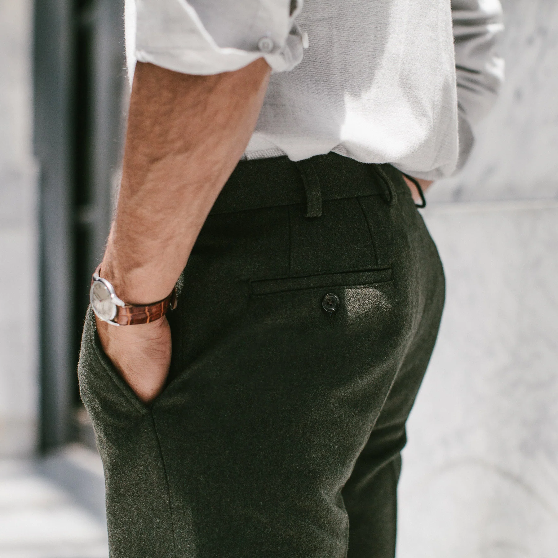 The Telegraph Trouser in Olive Wool - Image 4