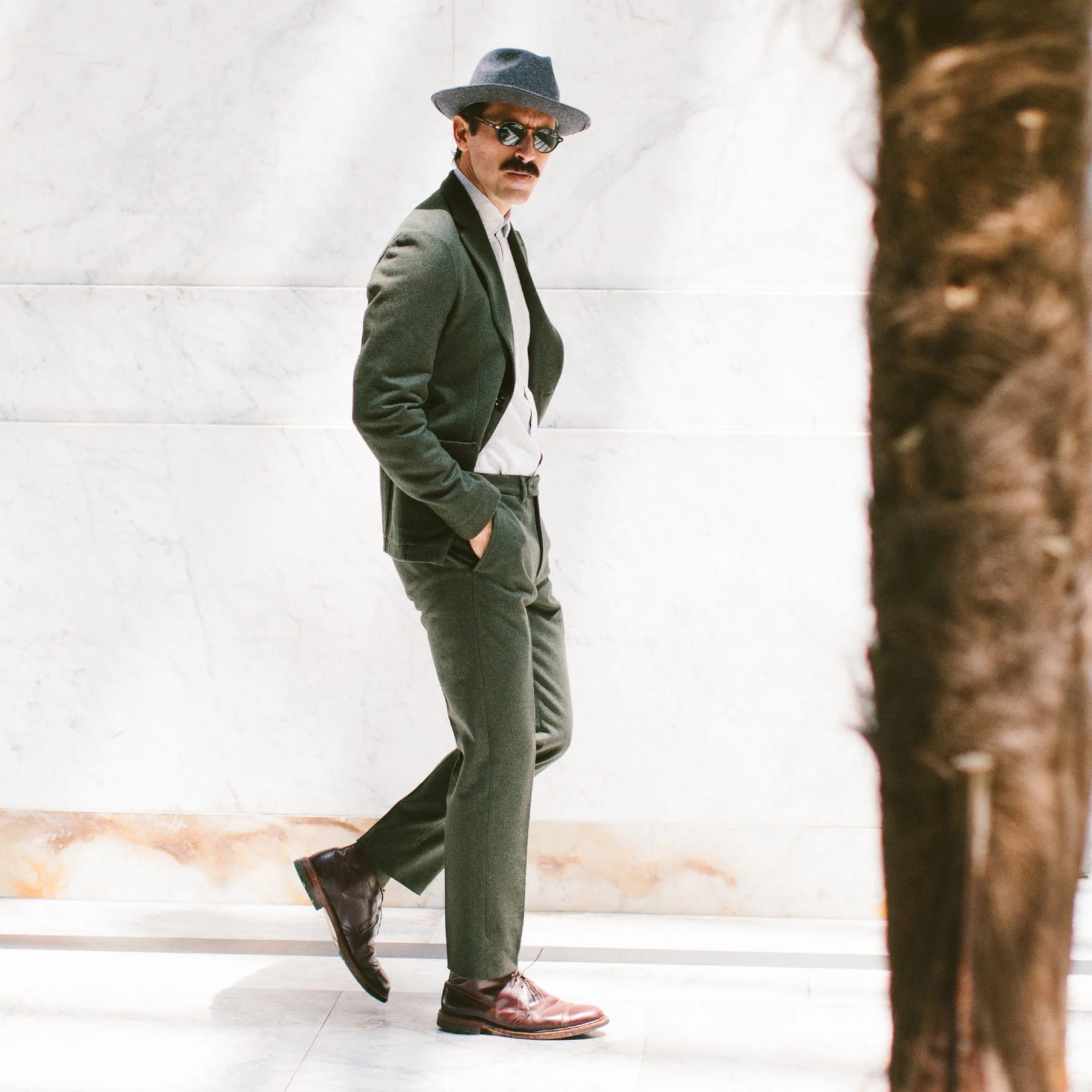 The Telegraph Trouser in Olive Wool - Image 7