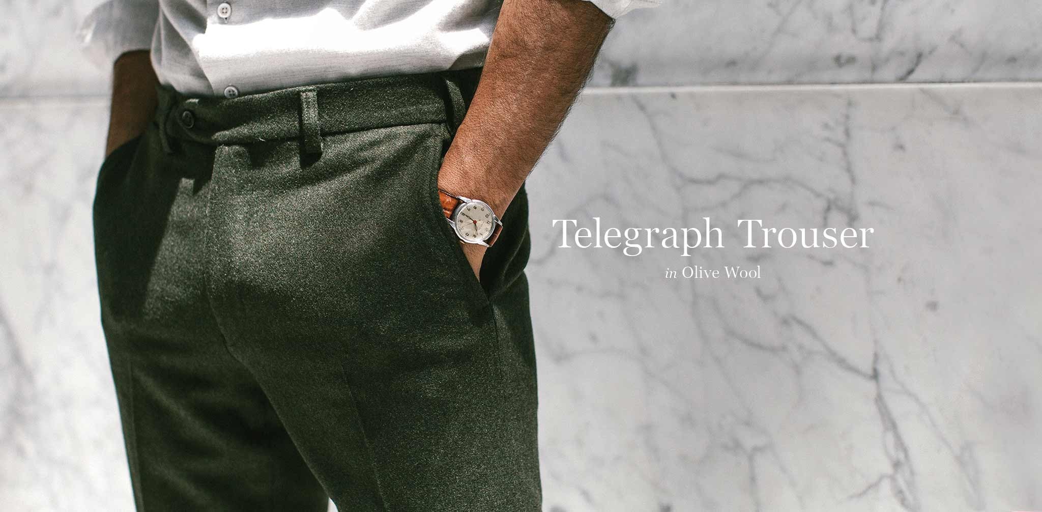 The Telegraph Trouser in Olive Wool - Image 8