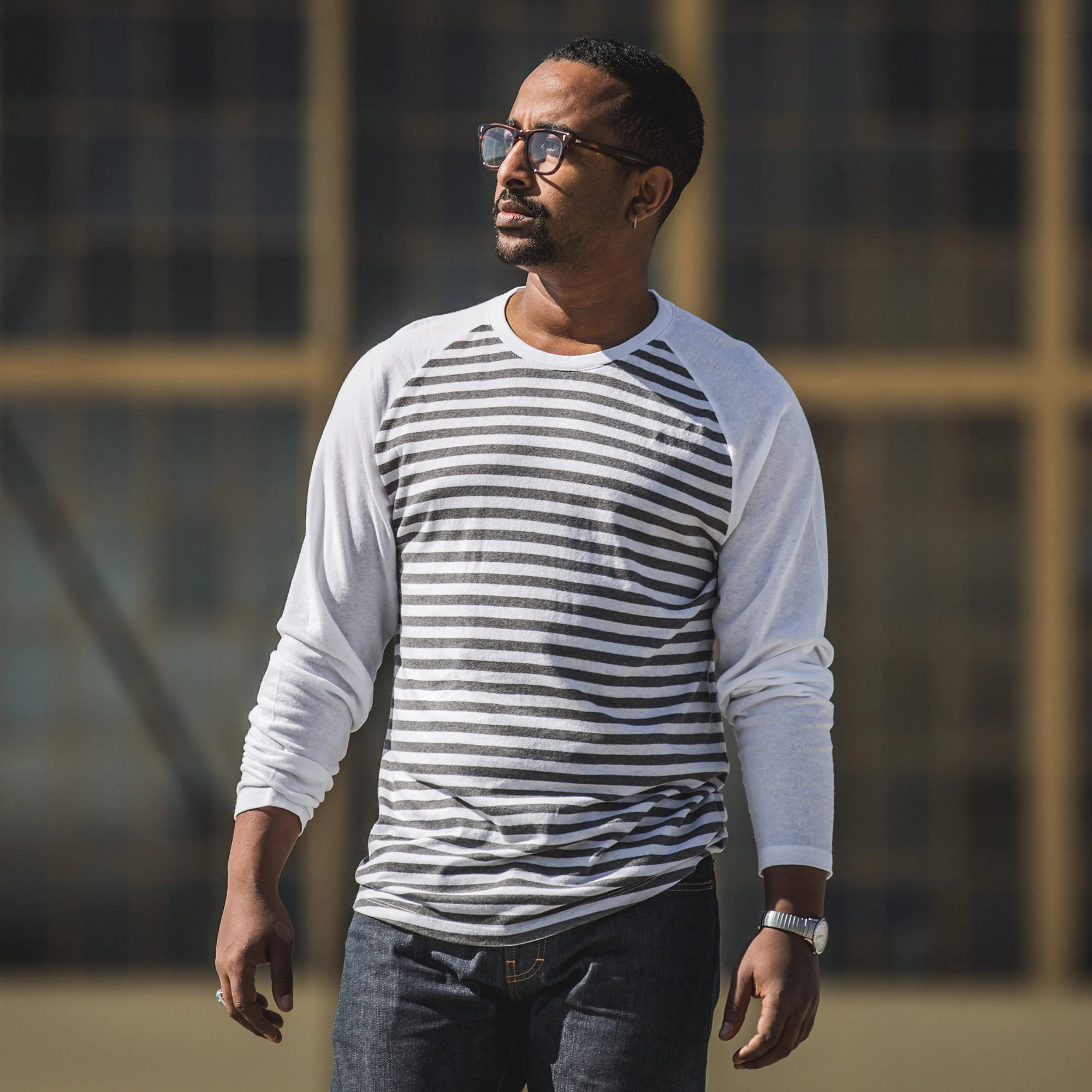The Triblend Long Sleeve in Charcoal Stripe - Image 2