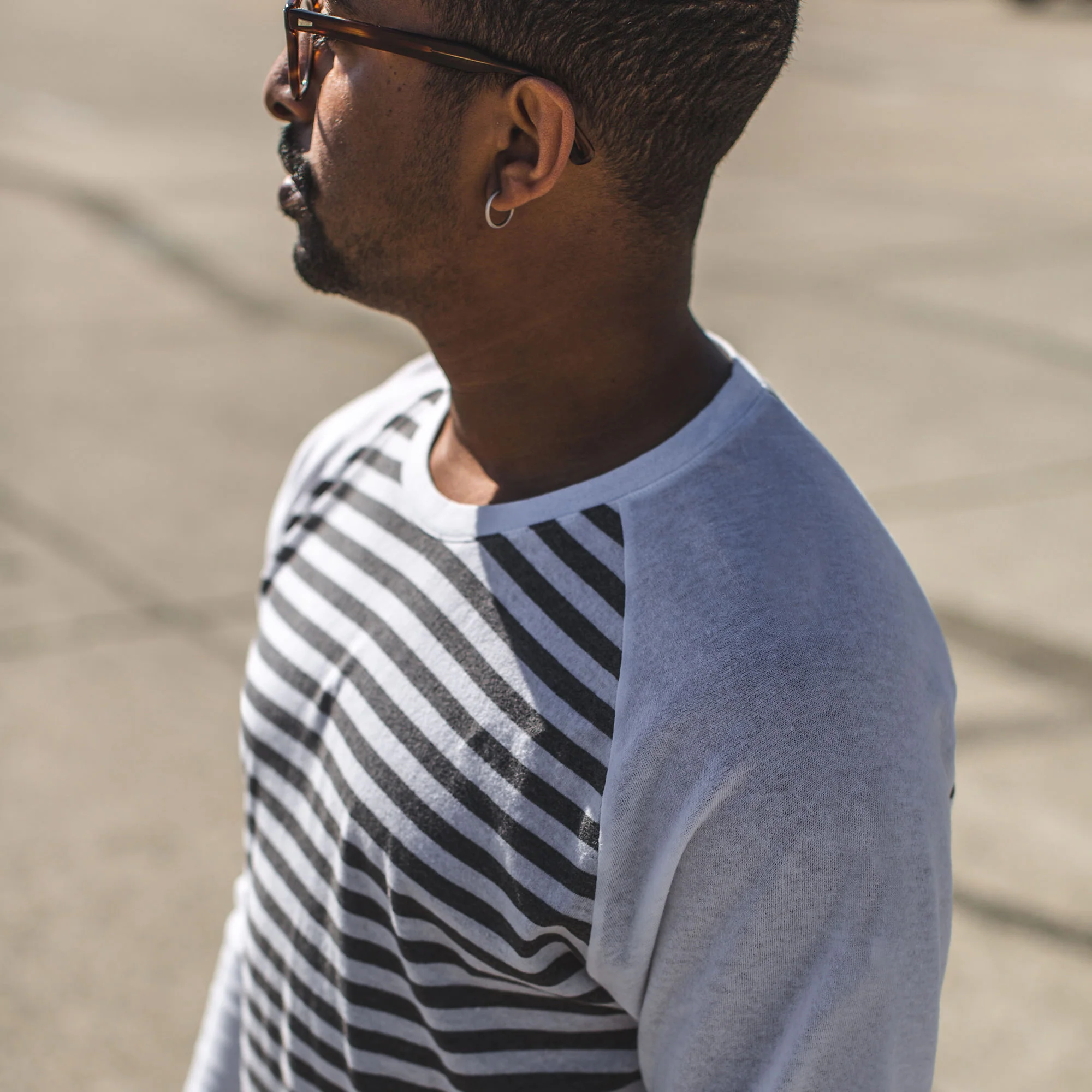 The Triblend Long Sleeve in Charcoal Stripe - Image 4
