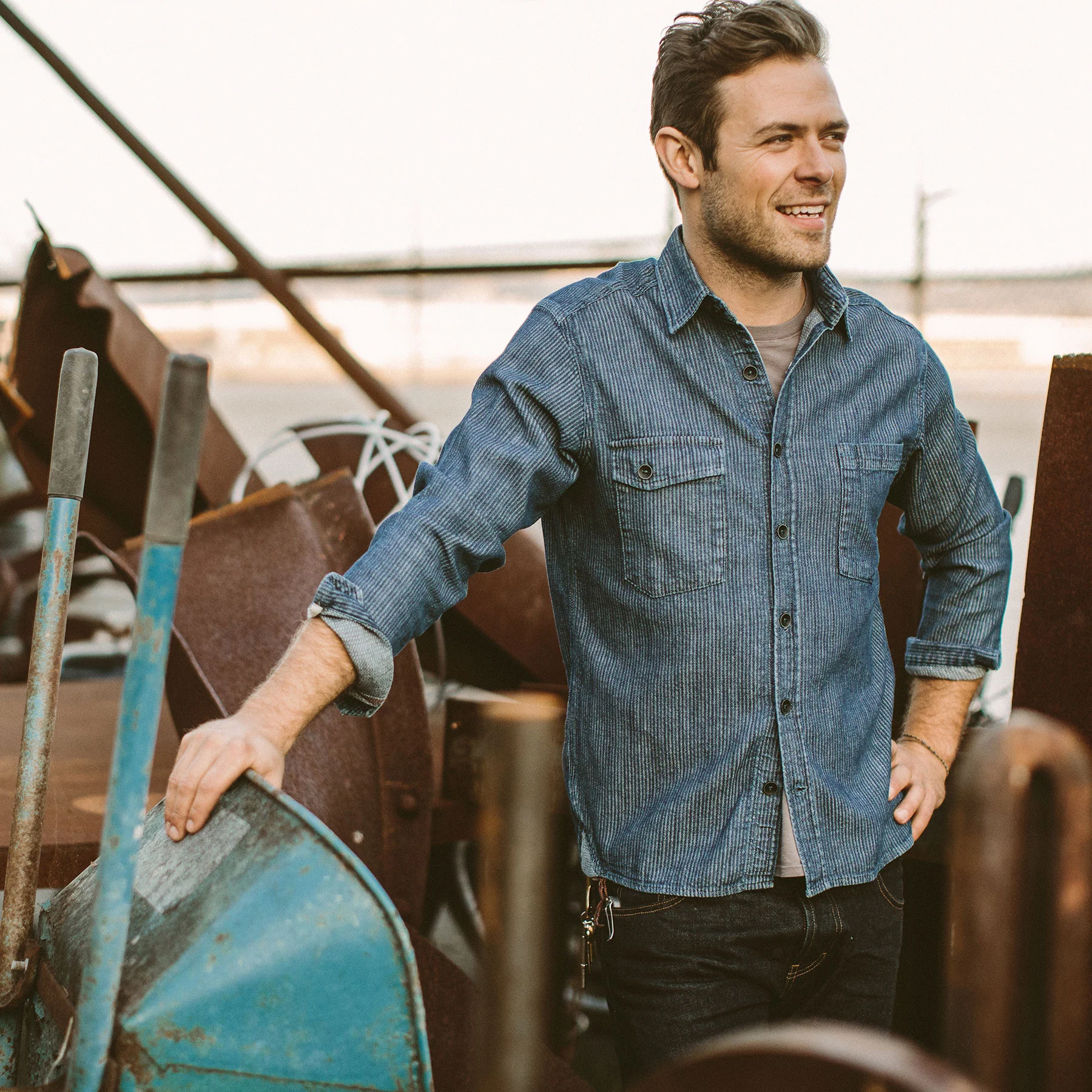 The Utility Shirt in Cone Mills Corded Indigo - Image 2