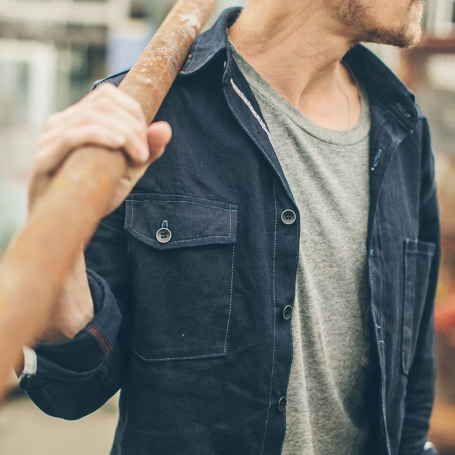 The Utility Shirt in Cone Mills Indigo Selvage Canvas - Image 2