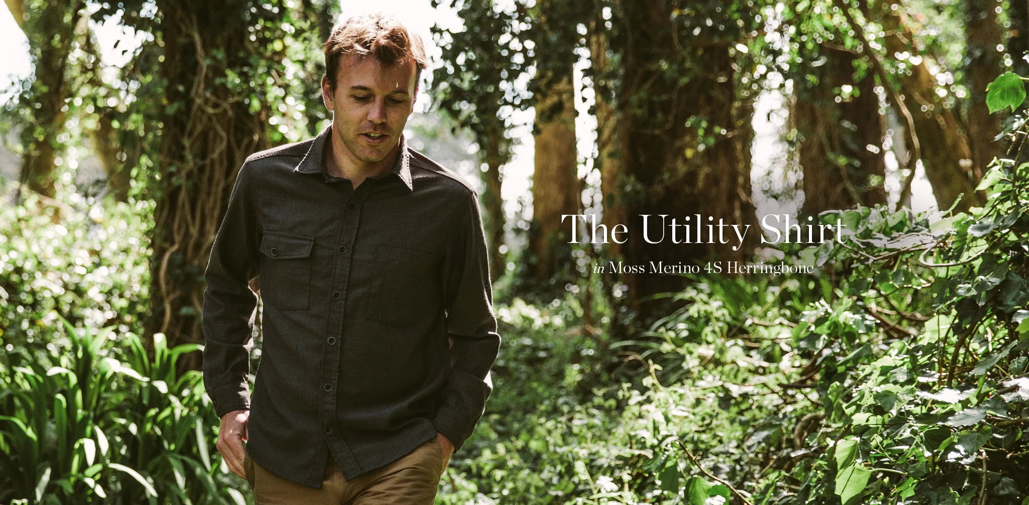The Utility Shirt in Moss Merino 4S Herringbone - Image 8