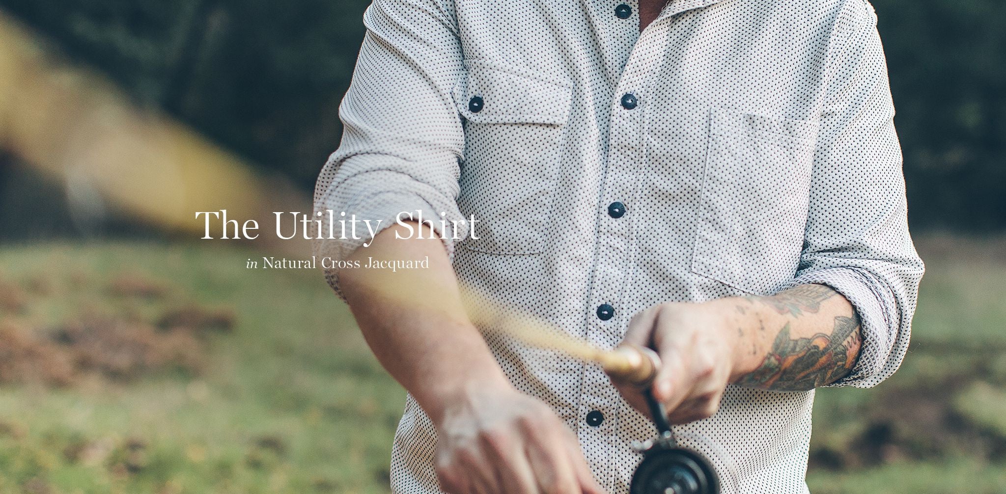 The Utility Shirt in Natural Cross Jacquard - Image 7