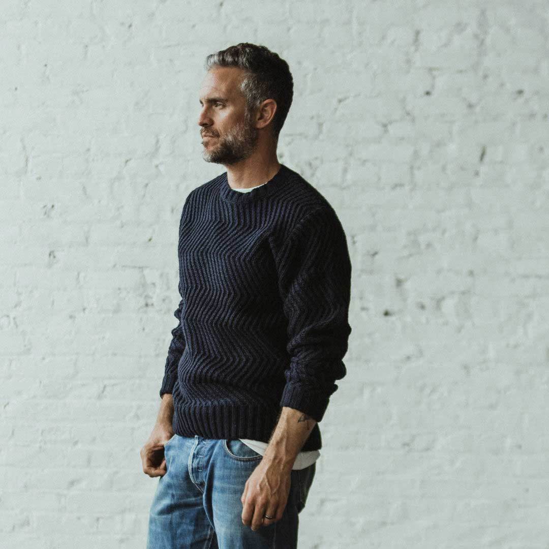 The Wave Sweater in Navy - Image 3