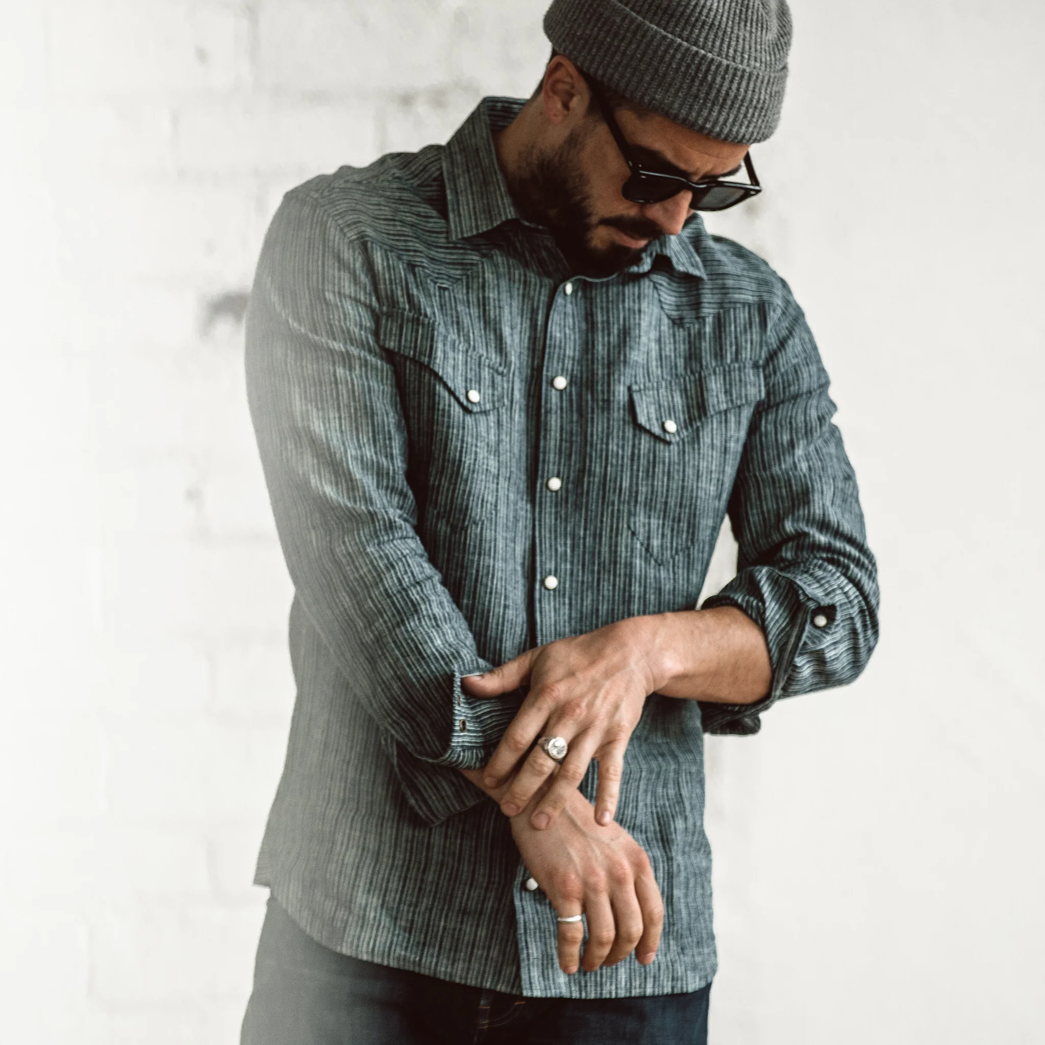 The Western Shirt in Hemp Stripe Chambray - Image 2