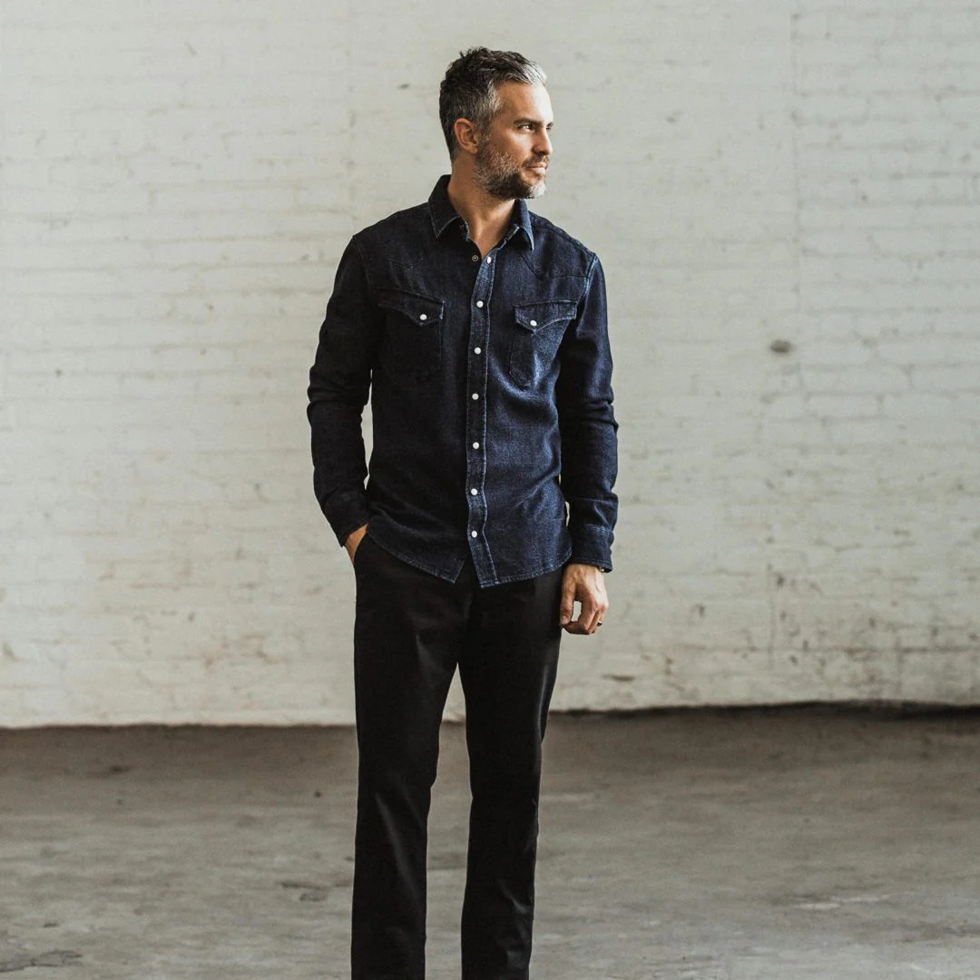The Western Shirt in Indigo Crepe - Image 5
