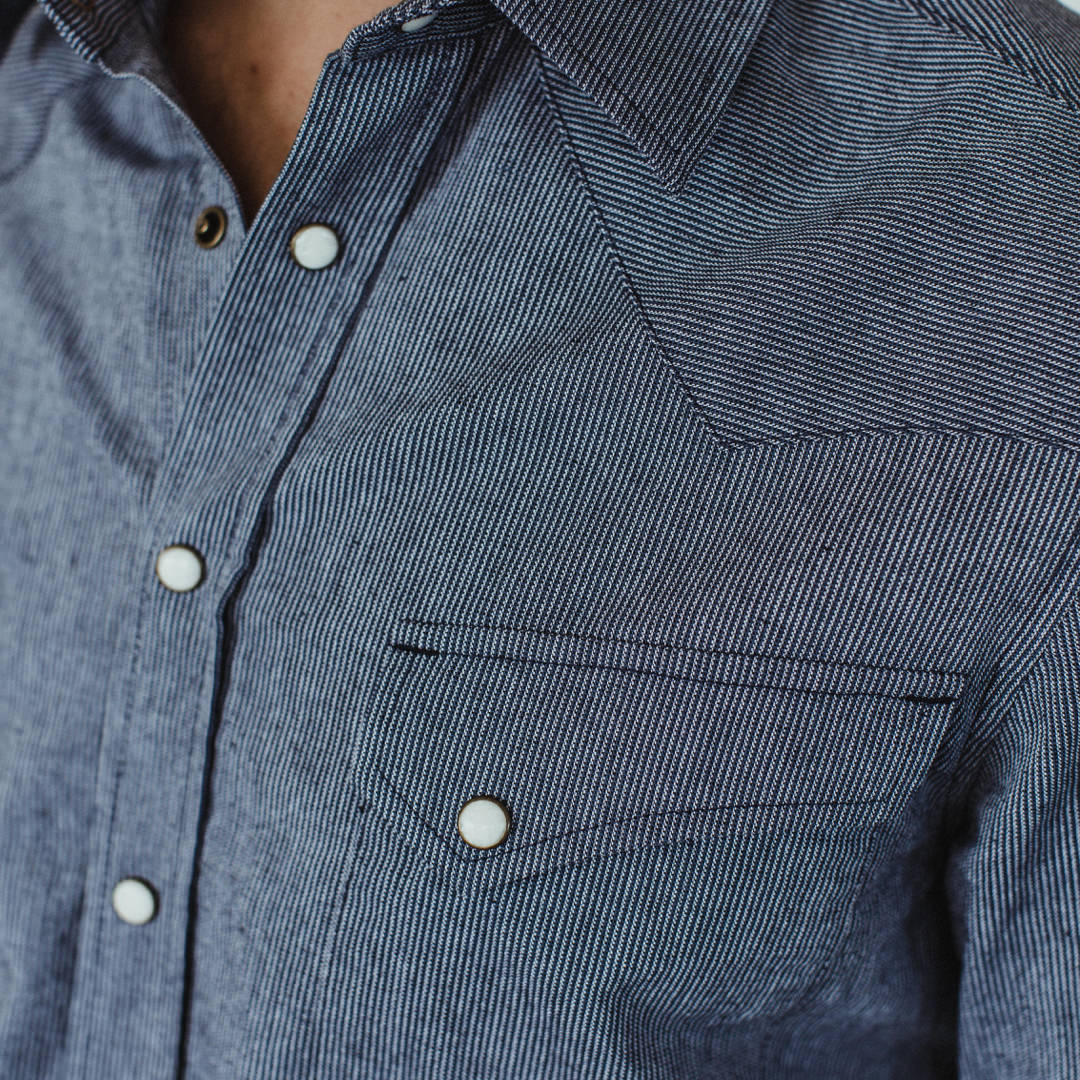 The Western Shirt in Indigo Stripe - Image 6