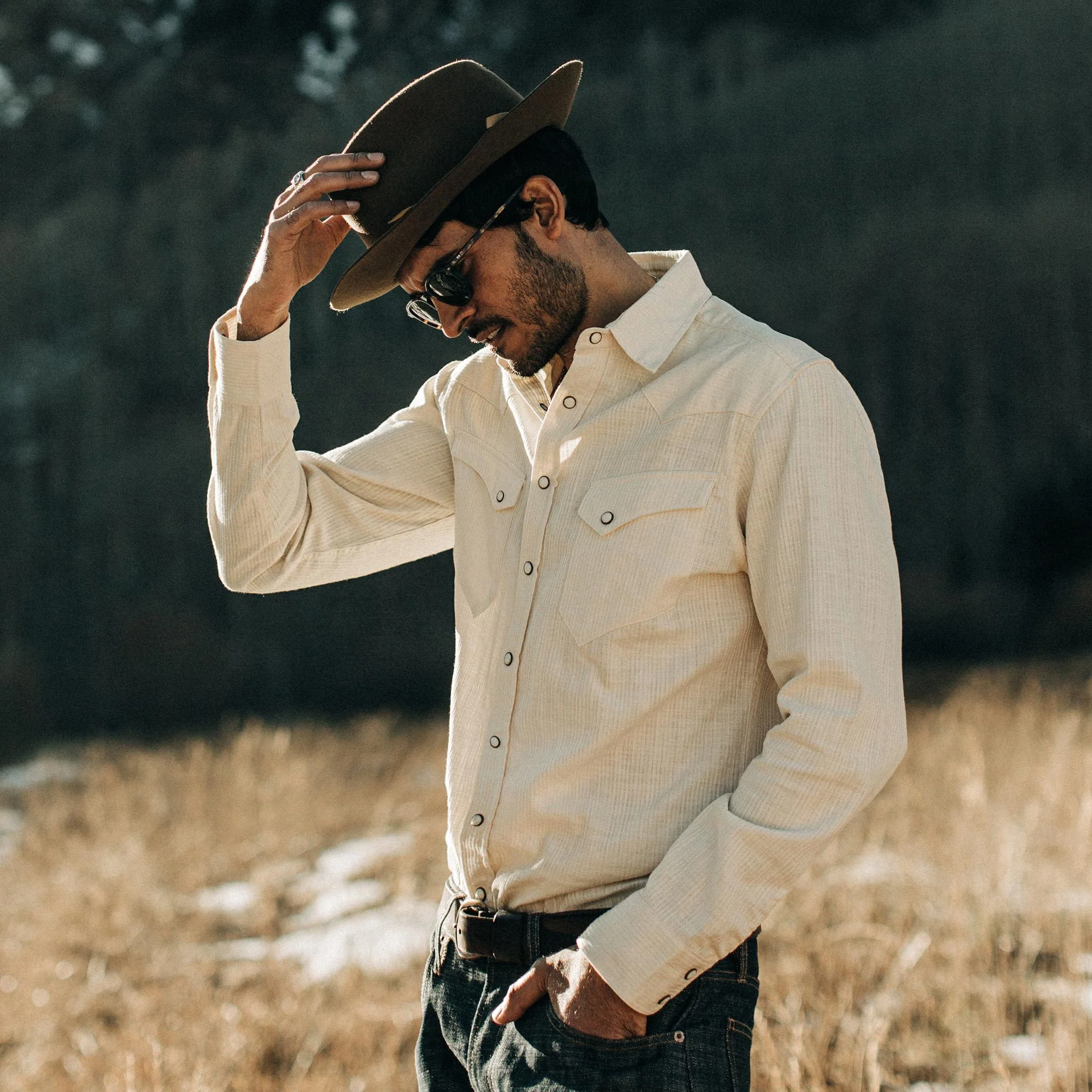 The Western Shirt in Natural Corded Denim - Image 2