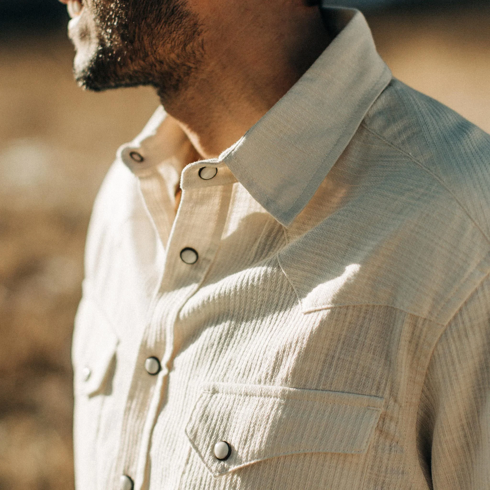 The Western Shirt in Natural Corded Denim - Image 6