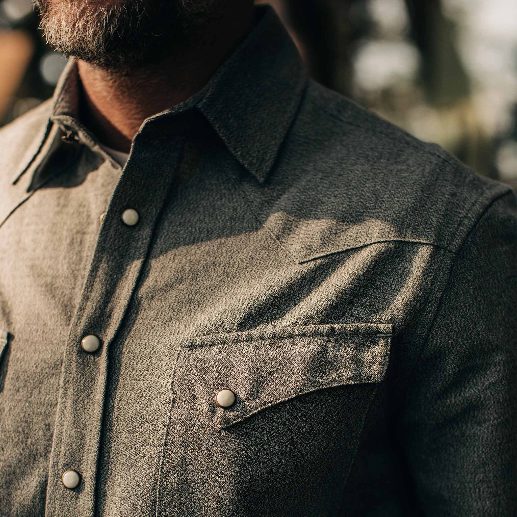 The Western Shirt in Olive Melange - Image 3