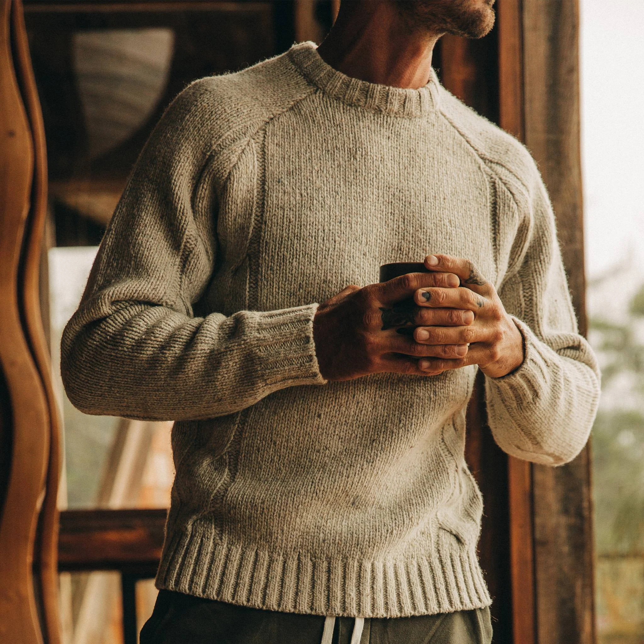 The Topside Sweater in Natural Cable Knit - Image 3