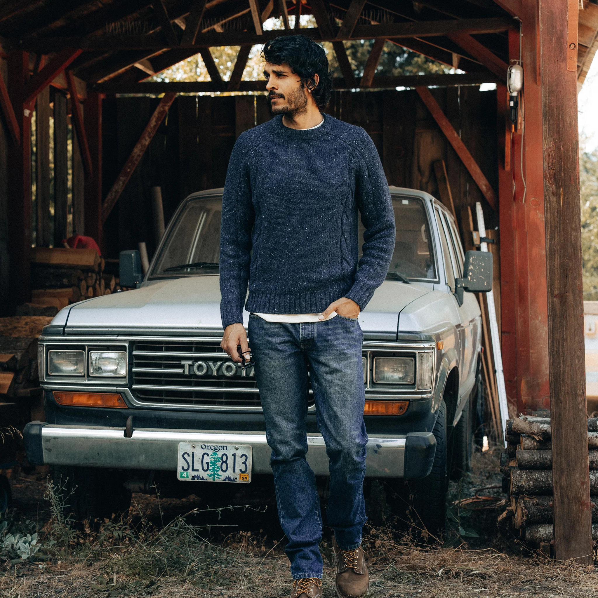 The Topside Sweater in Navy Donegal - Image 2