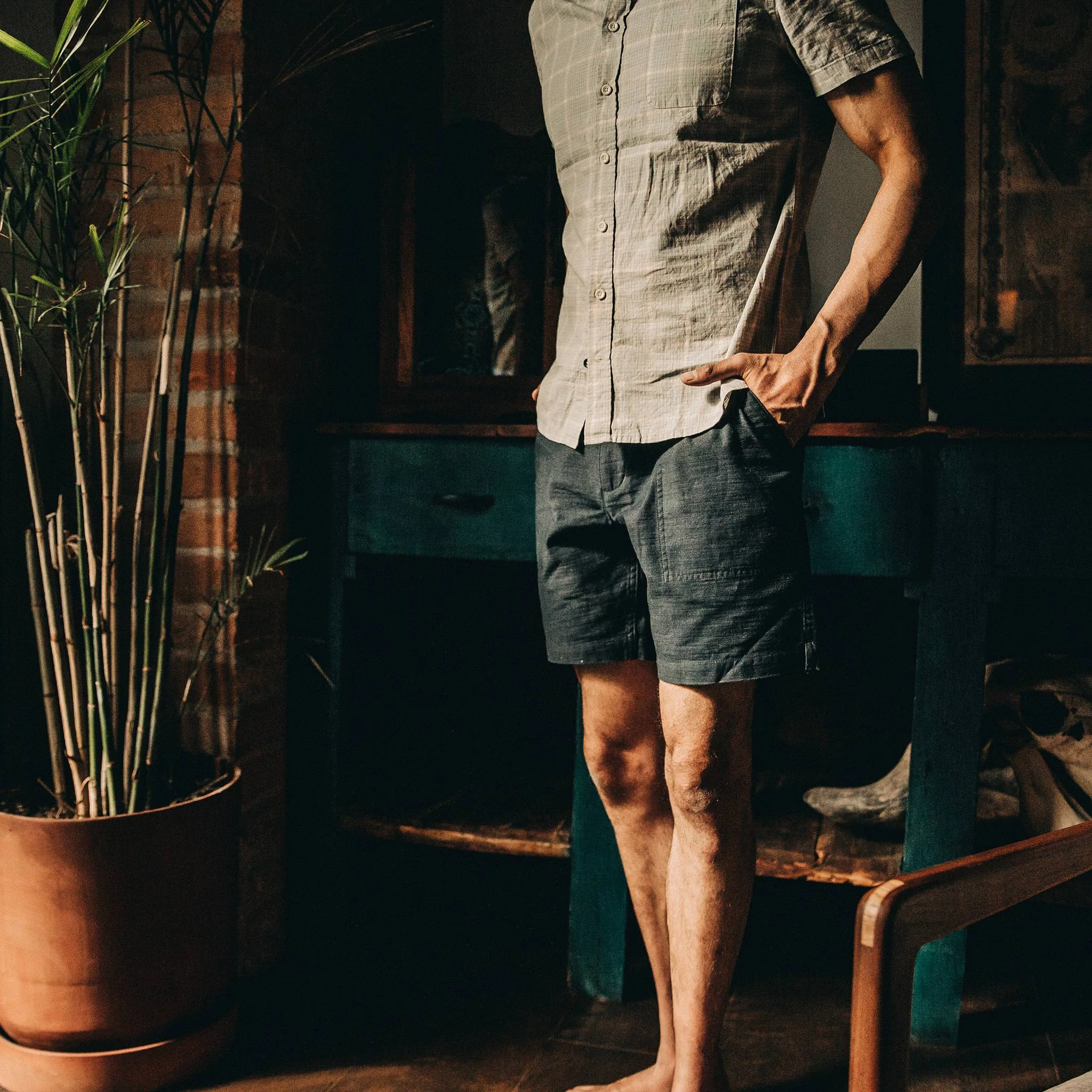 The Trail Short in Navy Reverse Sateen - Image 2