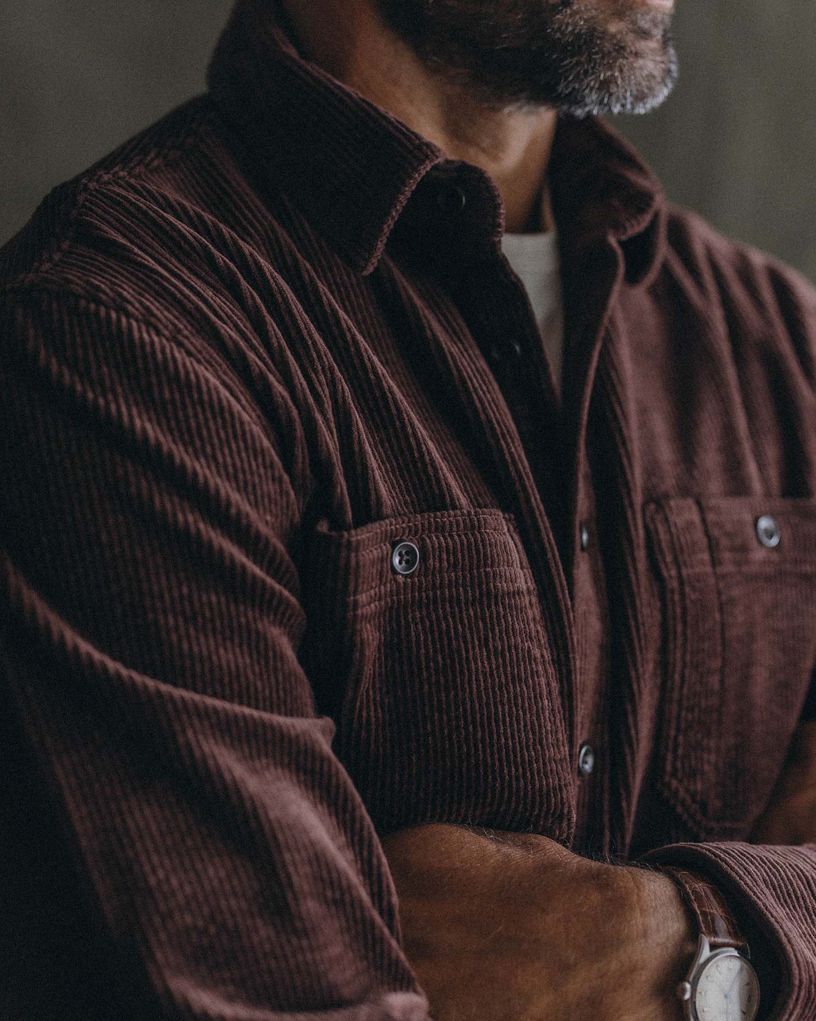 The Utility Shirt in Burgundy Corduroy - Image 3