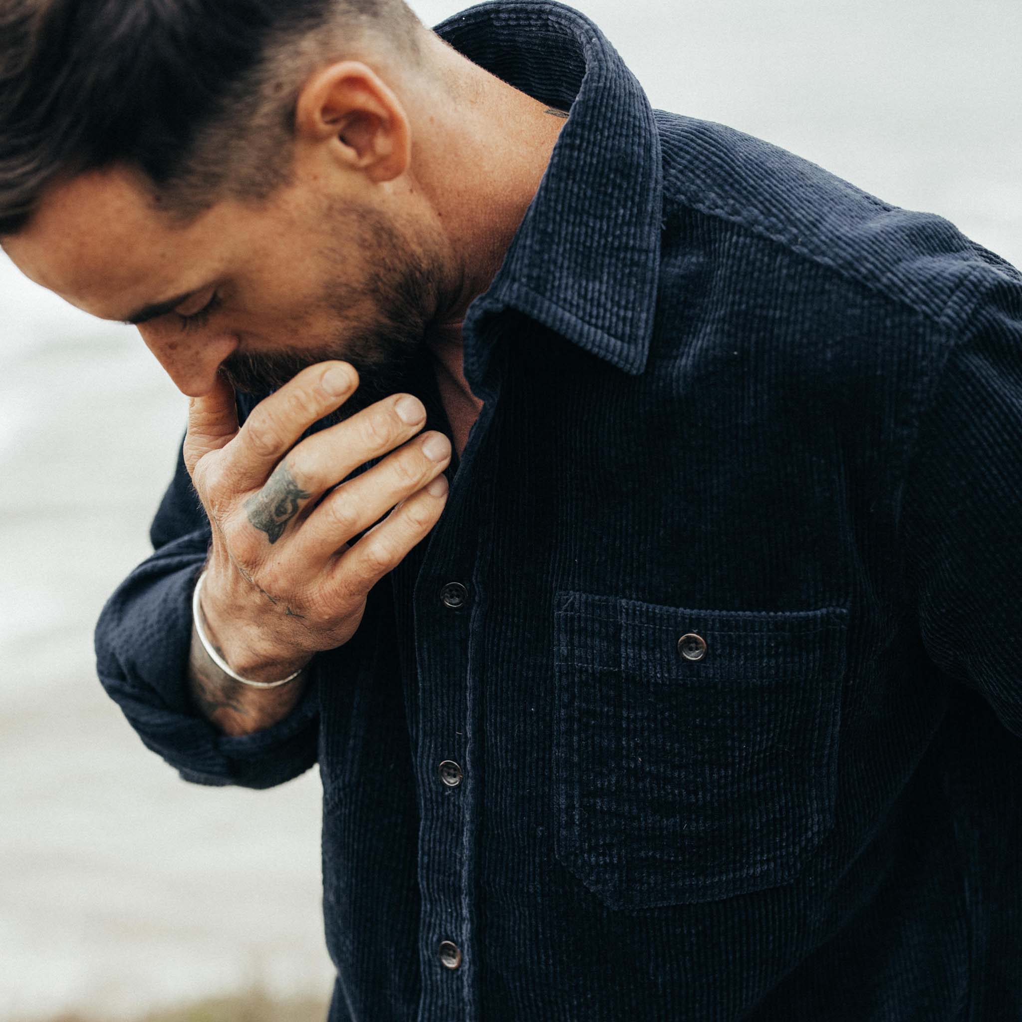 The Utility Shirt in Dark Navy Crepe Cord - Image 3