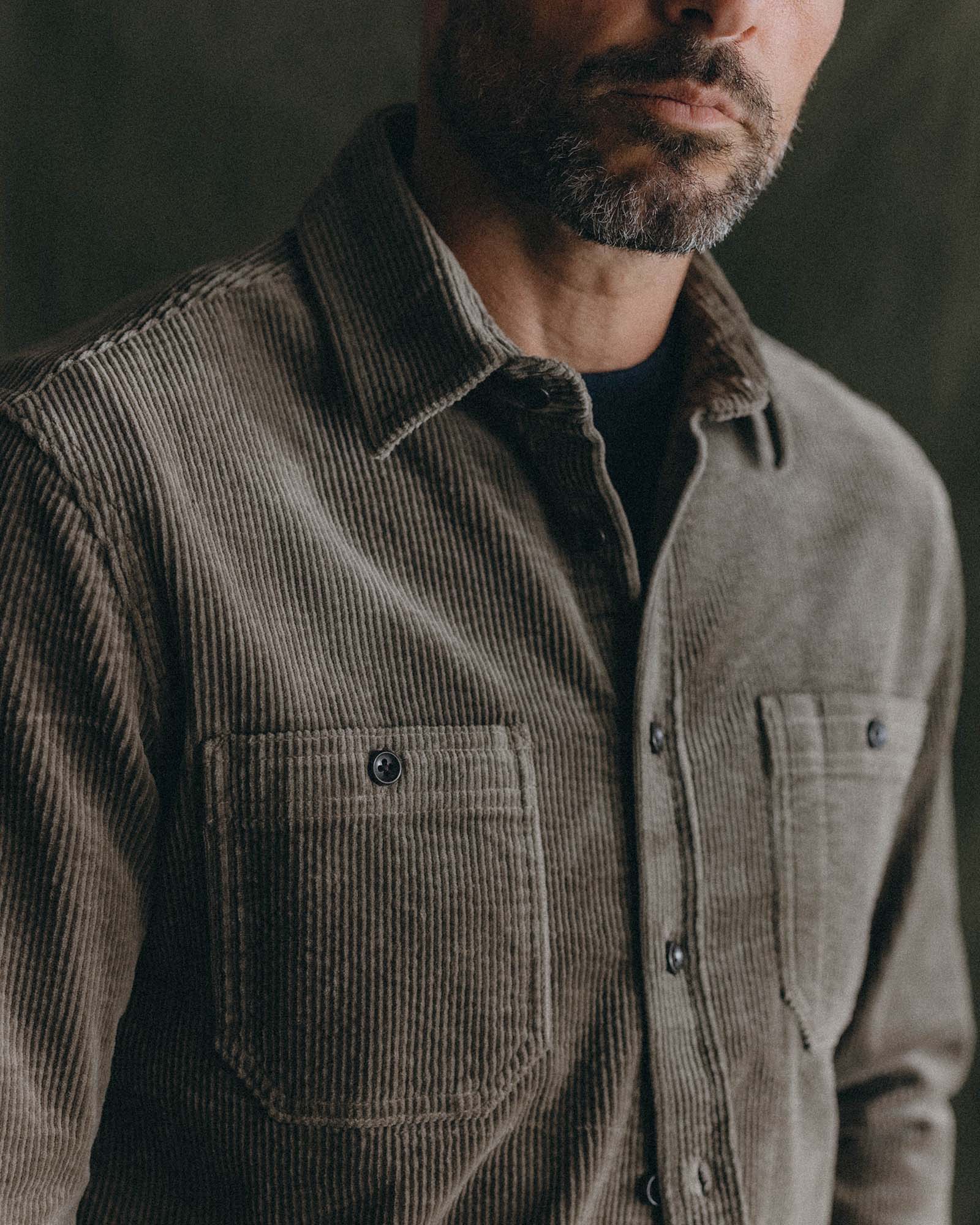 The Utility Shirt in Fatigue Olive Corduroy - Image 3