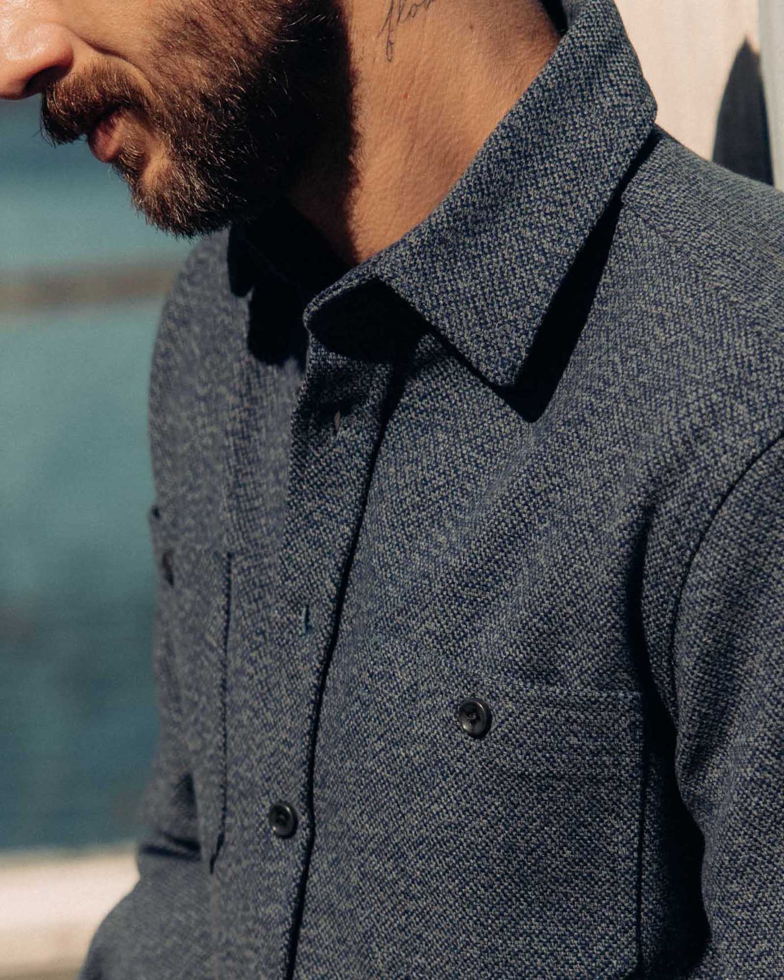 The Utility Shirt in Indigo Ash Wool Canvas - Image 3