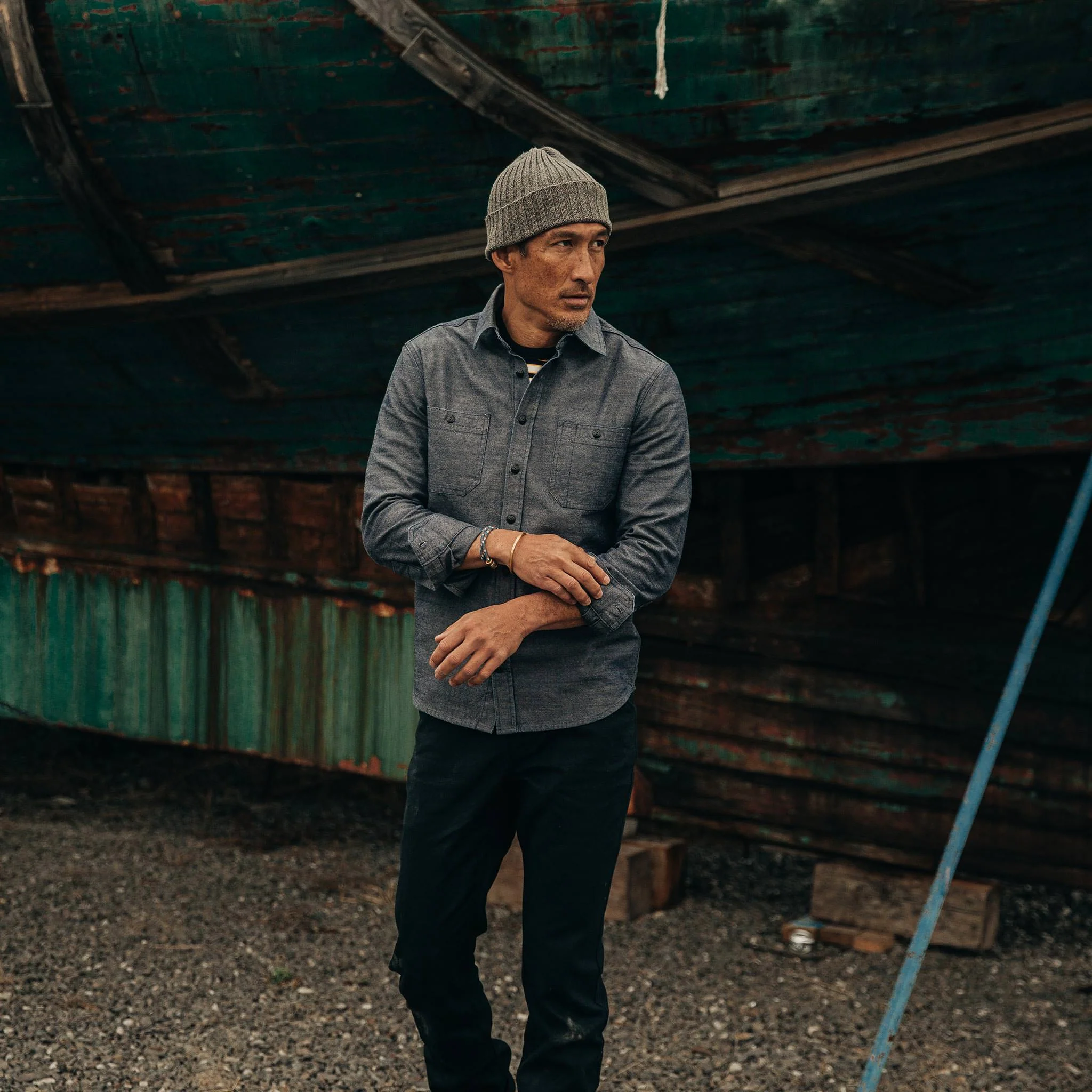 The Utility Shirt in Indigo Crosshatch - Image 2