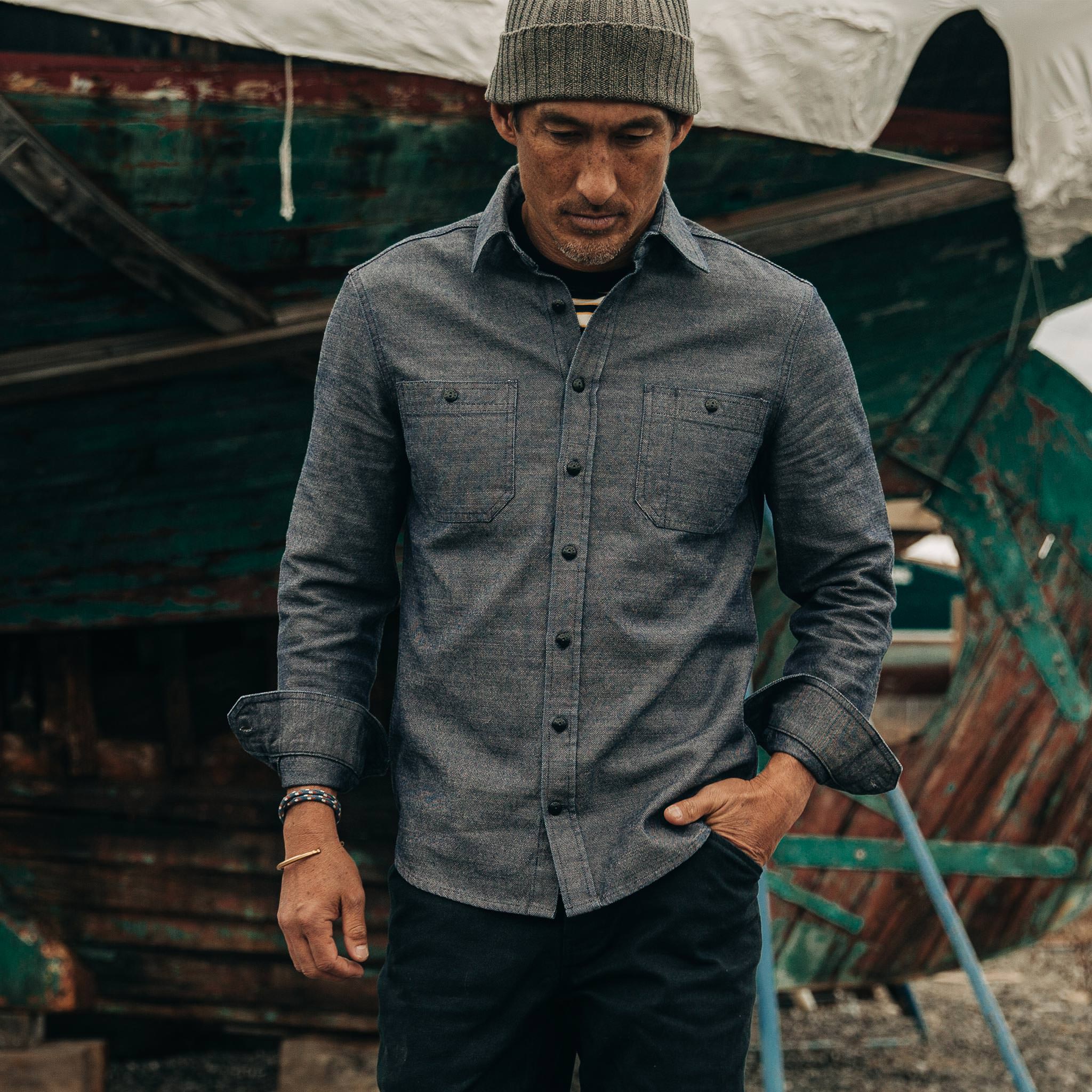 The Utility Shirt in Indigo Crosshatch - Image 3