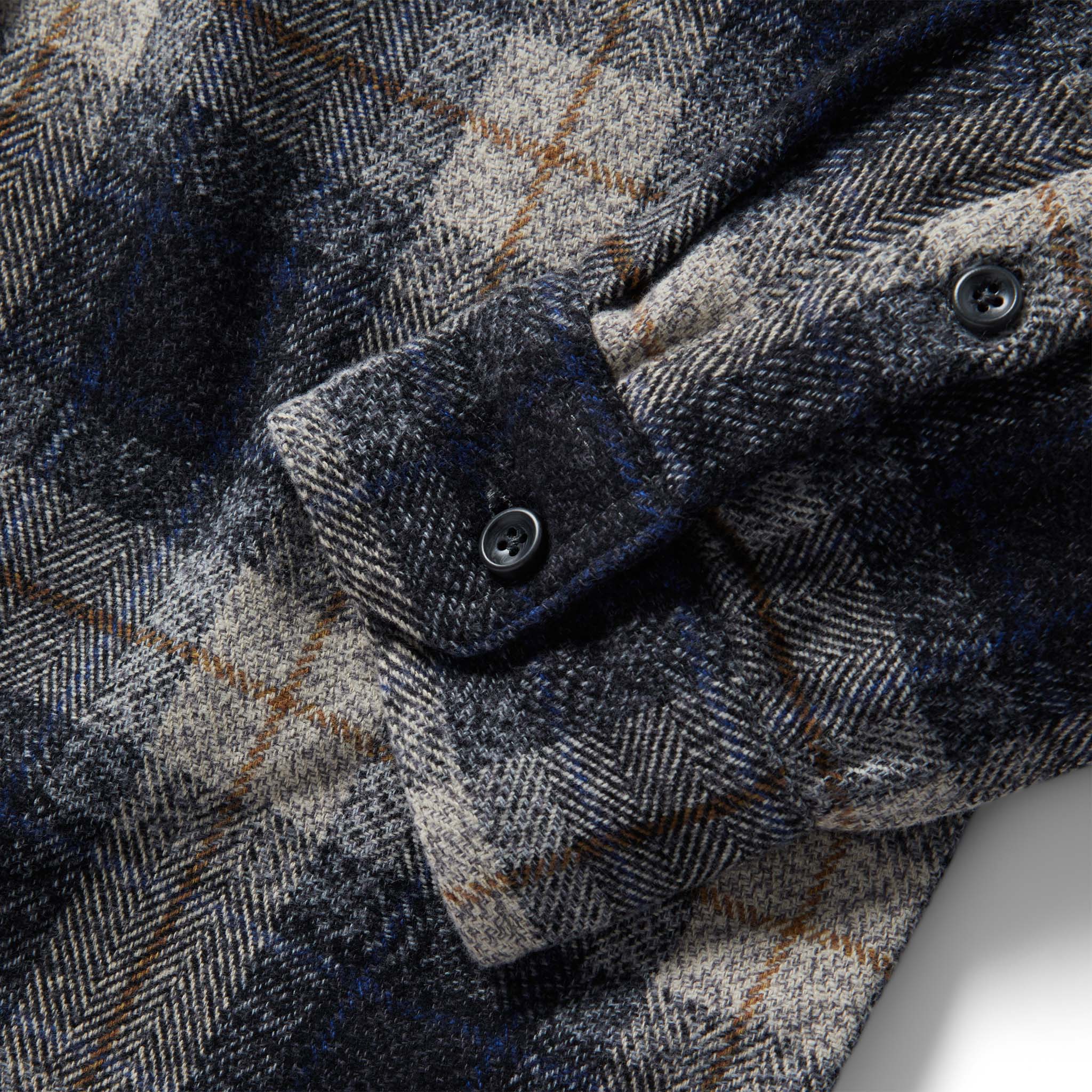 The Utility Shirt in Navy Jaspe Herringbone Plaid - Image 6