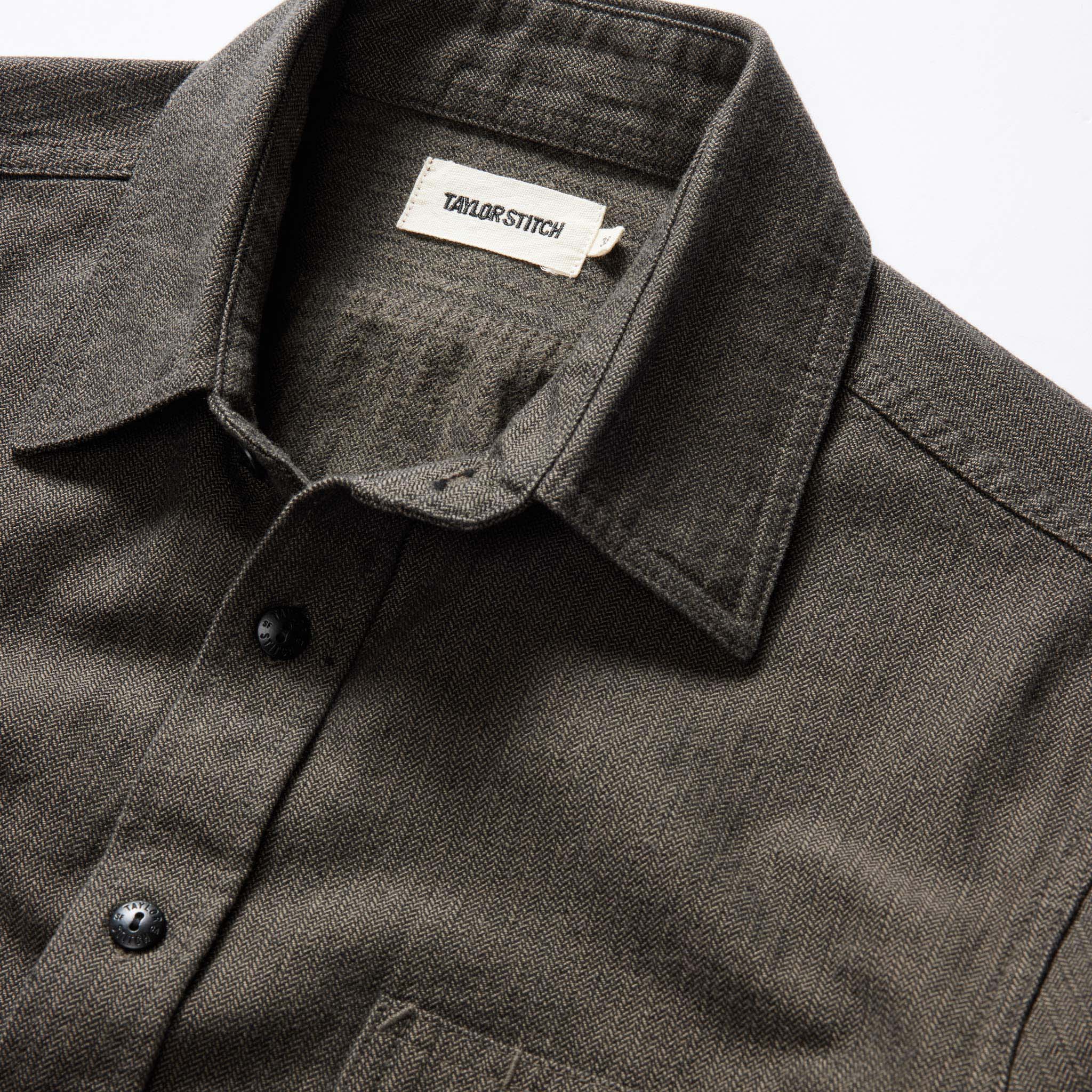 The Utility Shirt in Olive Broken Herringbone - Image 6