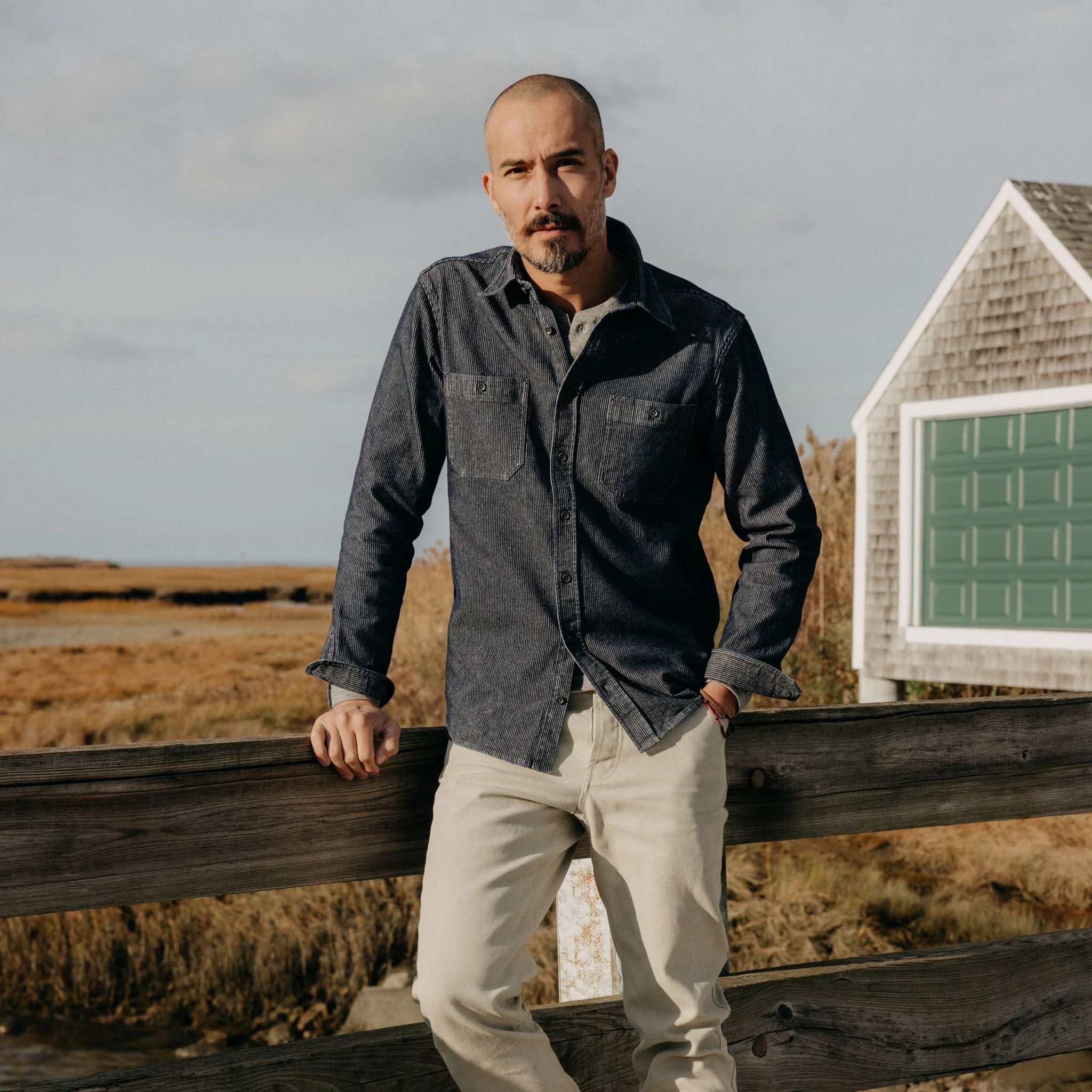 The Utility Shirt in Rinsed Indigo Stripe - Image 2