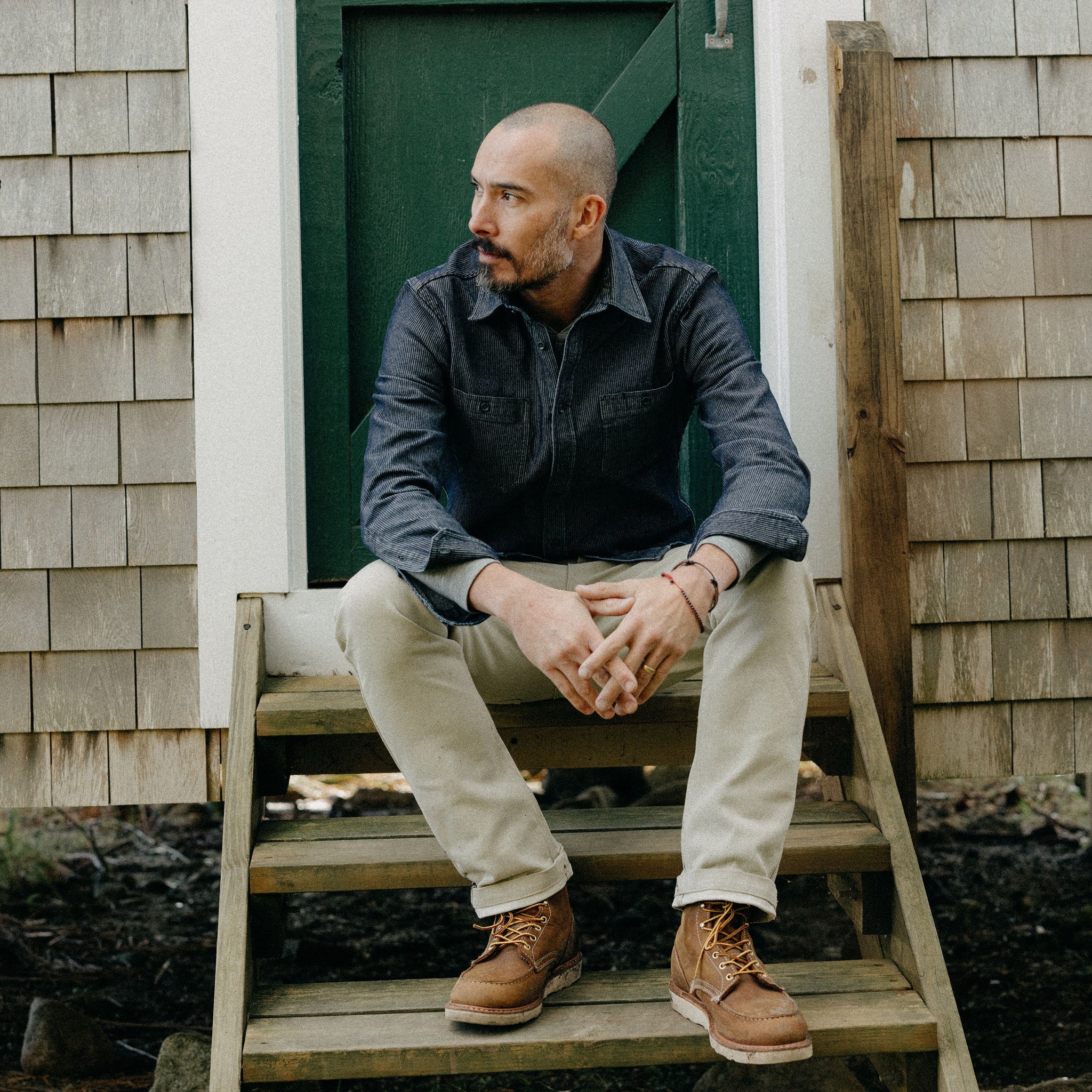 The Utility Shirt in Rinsed Indigo Stripe - Image 4