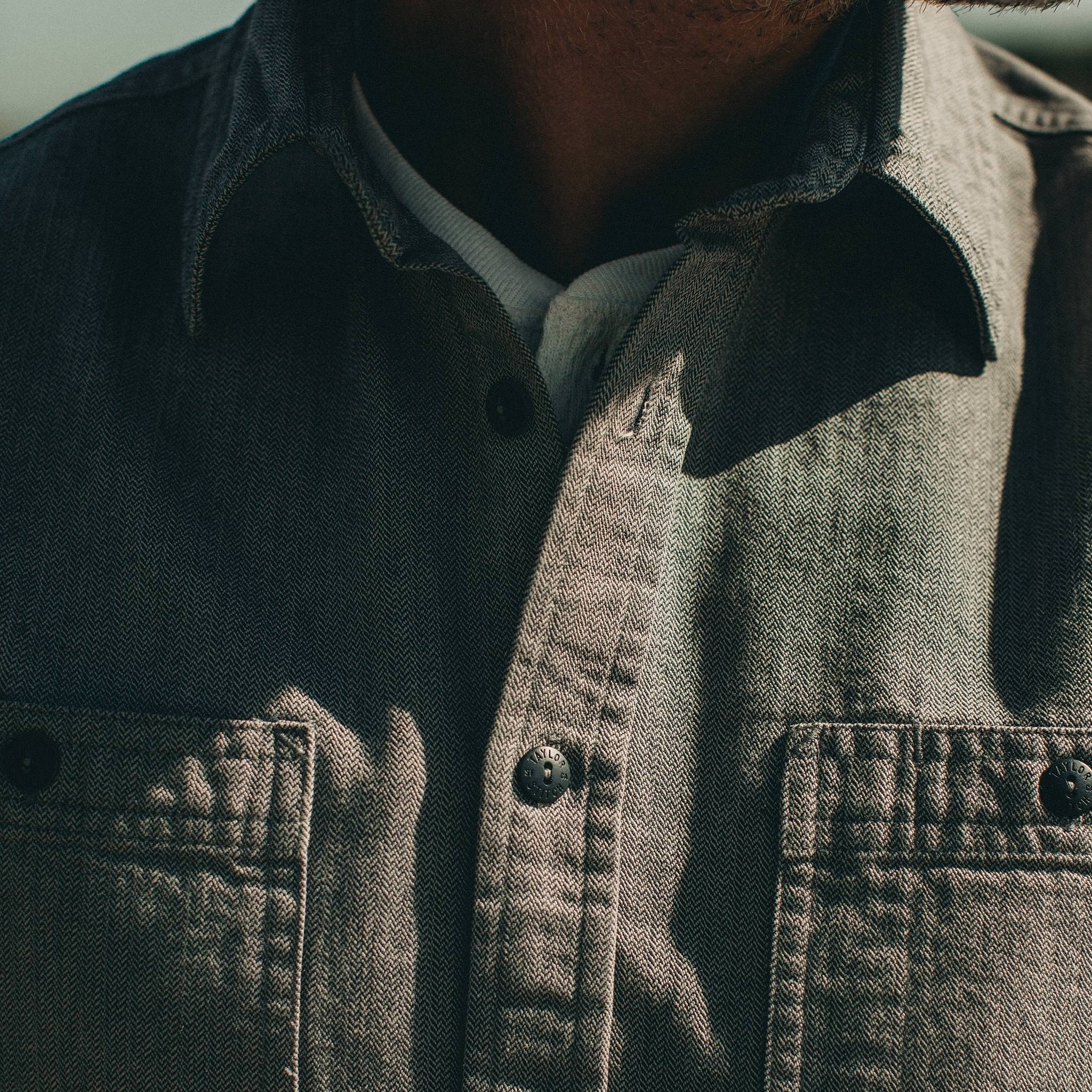 The Utility Shirt in Slate Broken Herringbone - Image 3