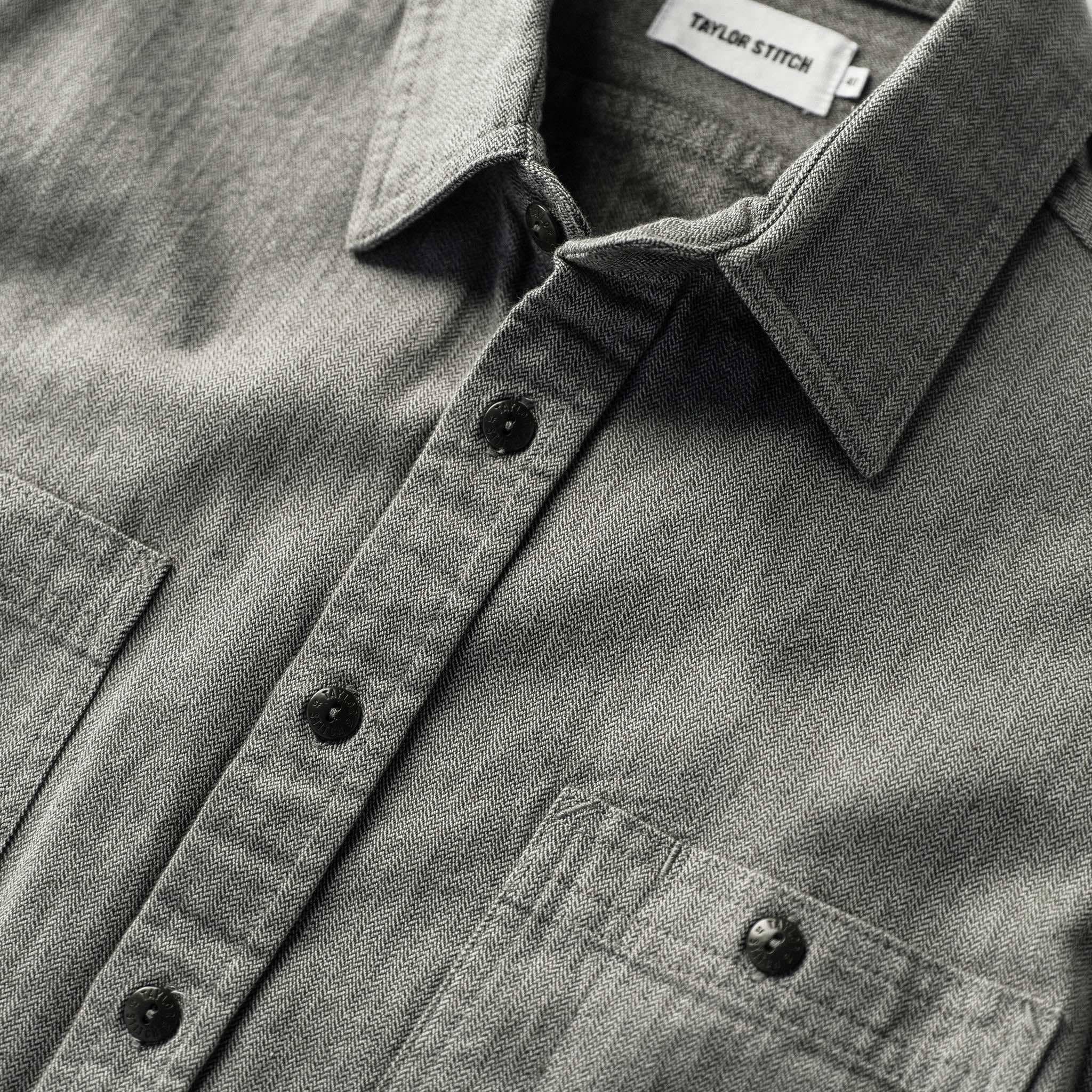 The Utility Shirt in Slate Broken Herringbone - Image 6