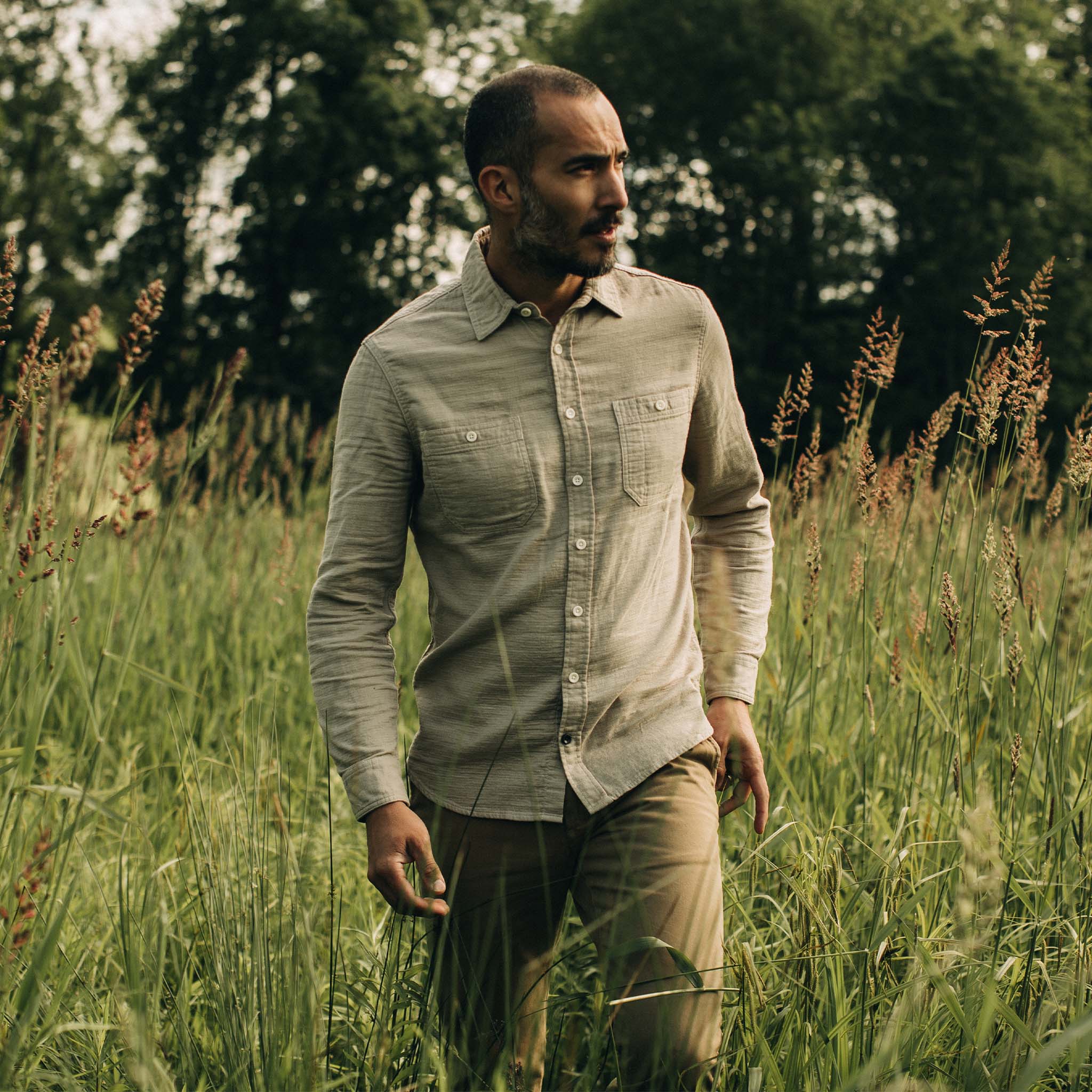 The Utility Shirt in Stone Double Cloth - Image 2