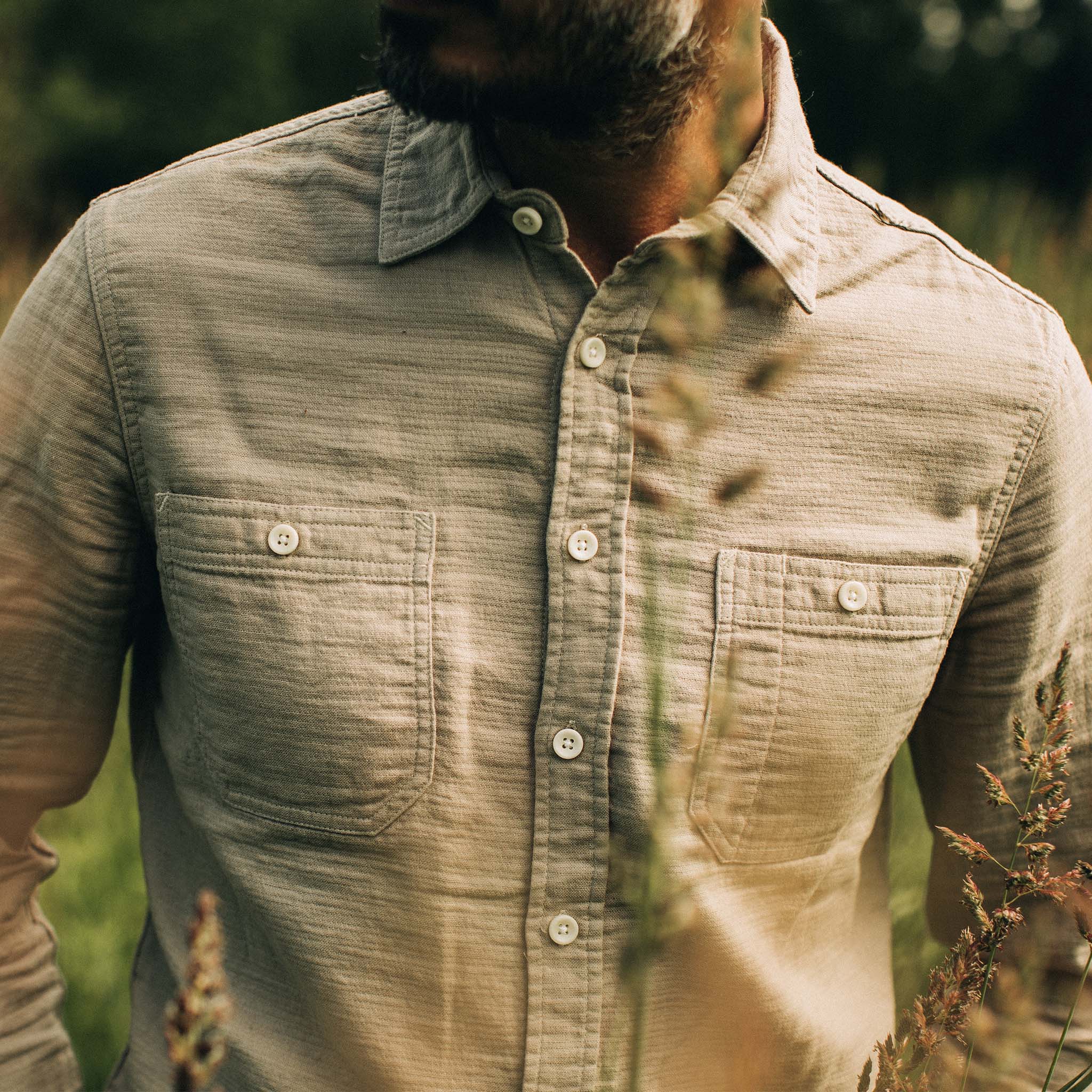 The Utility Shirt in Stone Double Cloth - Image 3