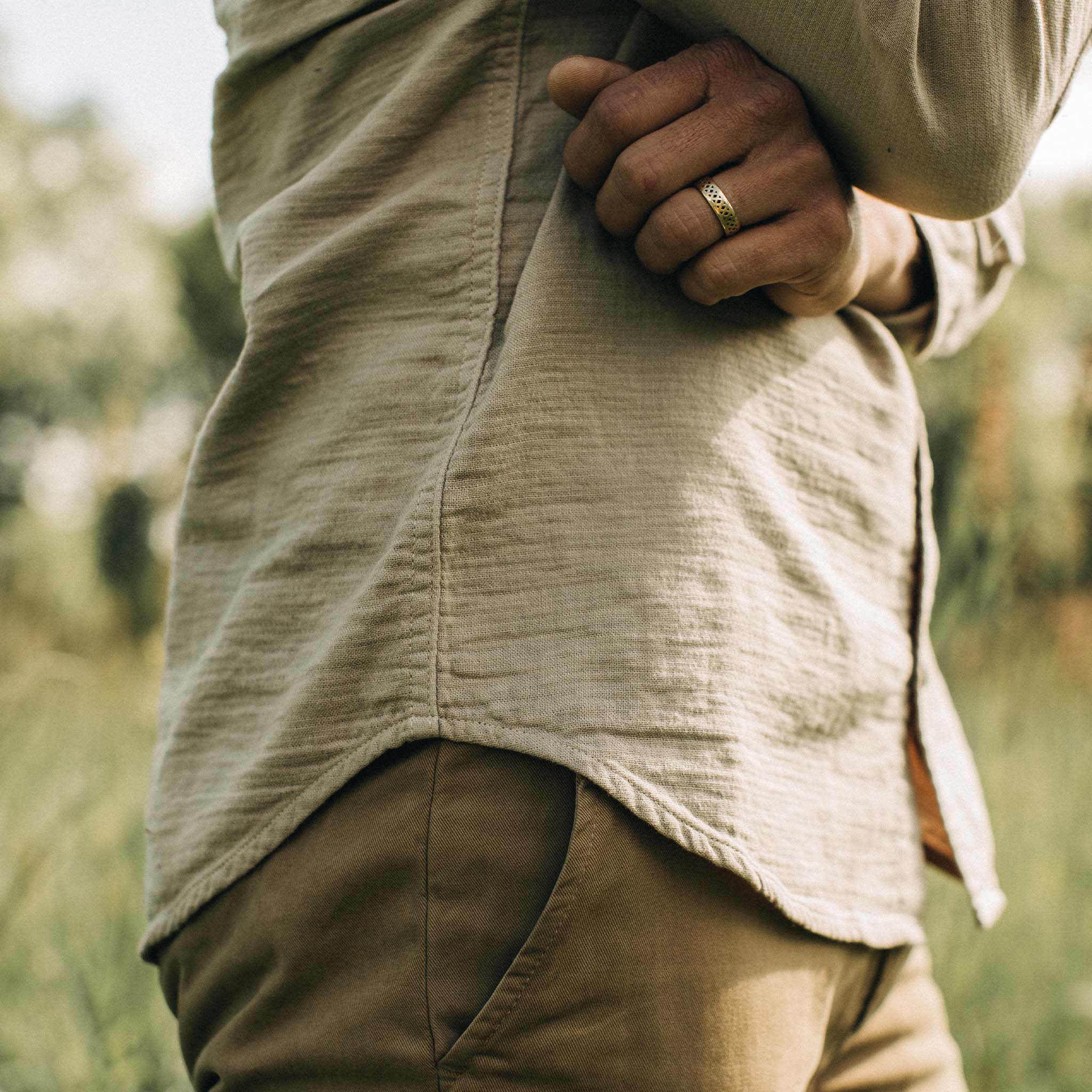 The Utility Shirt in Stone Double Cloth - Image 4