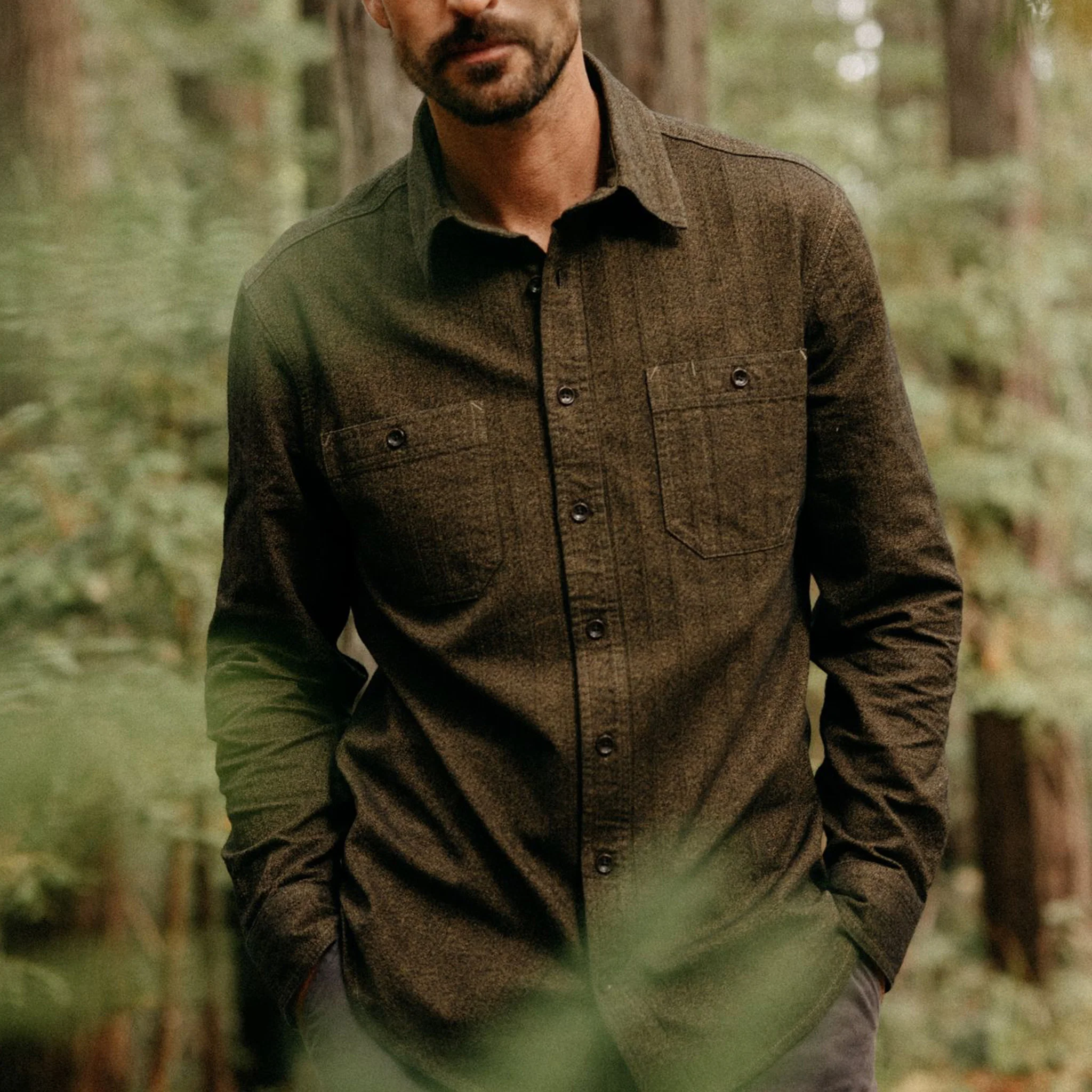 The Utility Shirt in Tarnished Brass Herringbone - Image 2