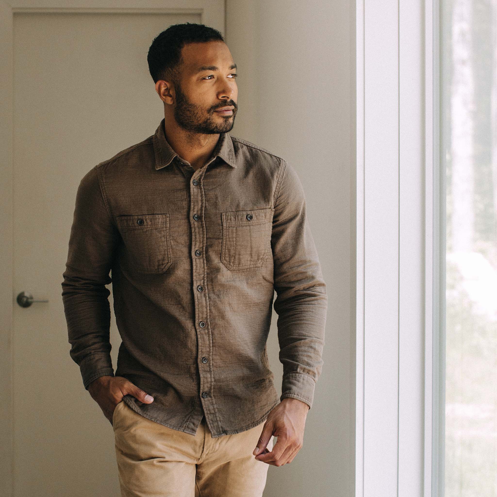 The Utility Shirt in Walnut Double Cloth - Image 2