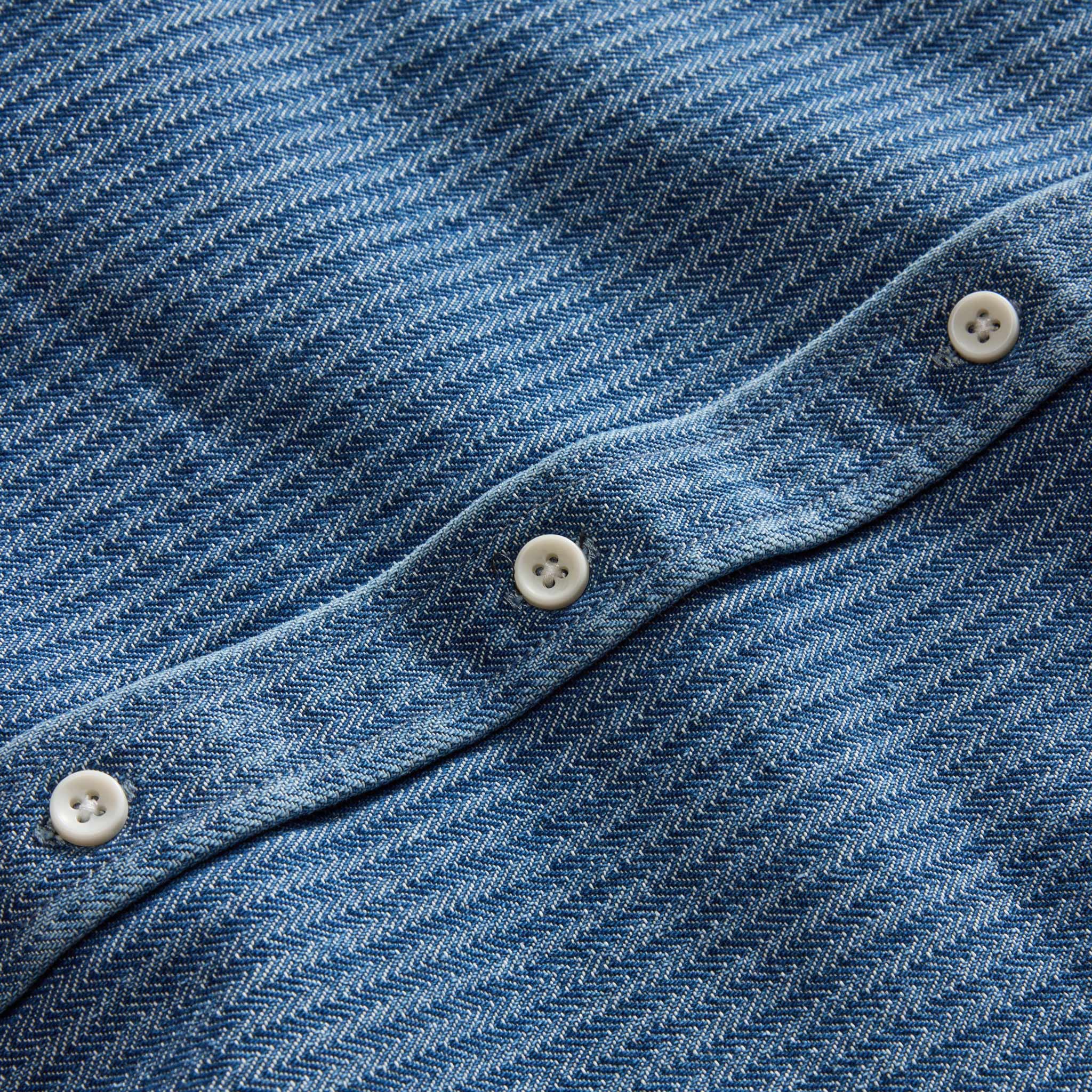 The Utility Shirt in Washed Indigo Herringbone - Image 7
