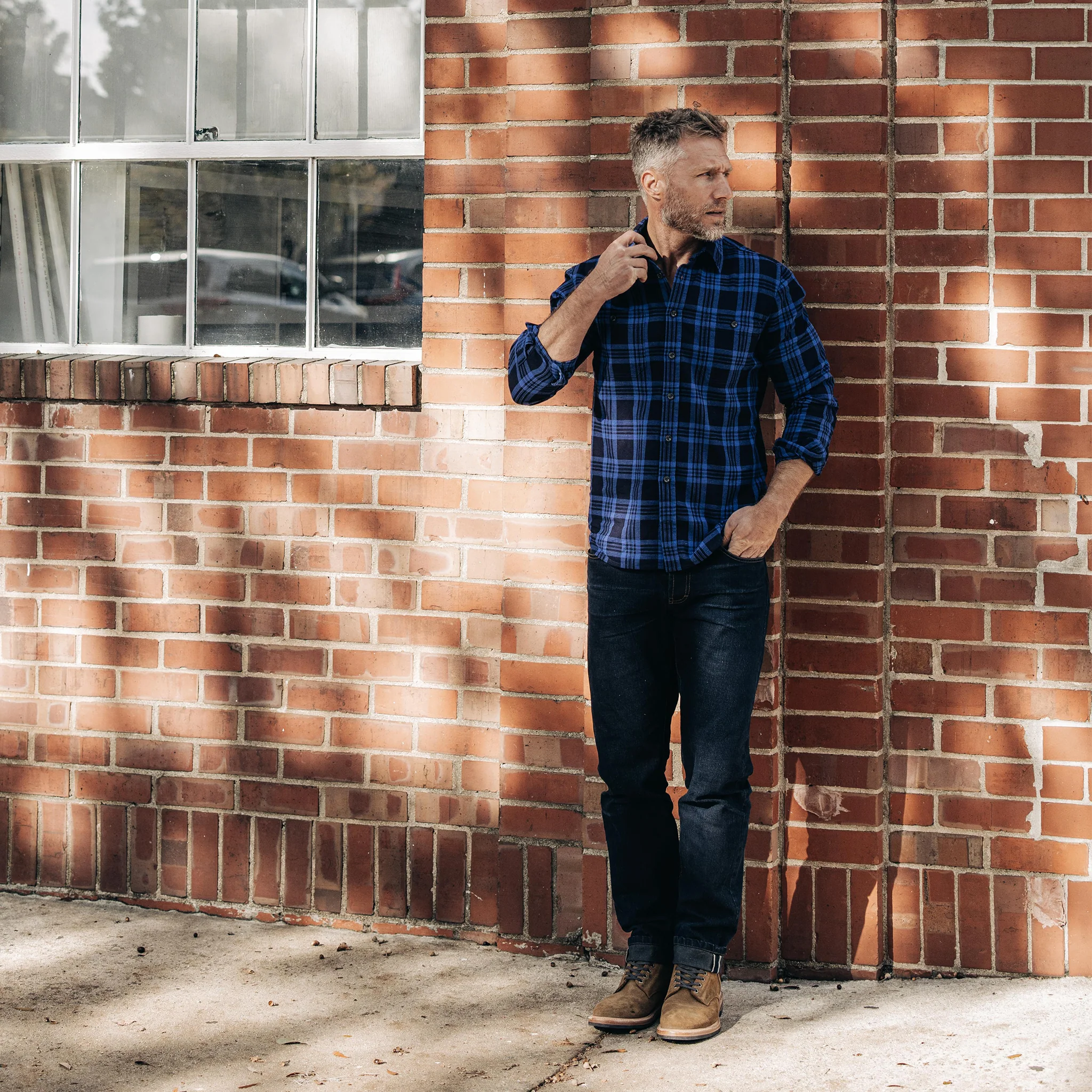 The Utility Shirt in Rinsed Indigo Plaid - Image 4